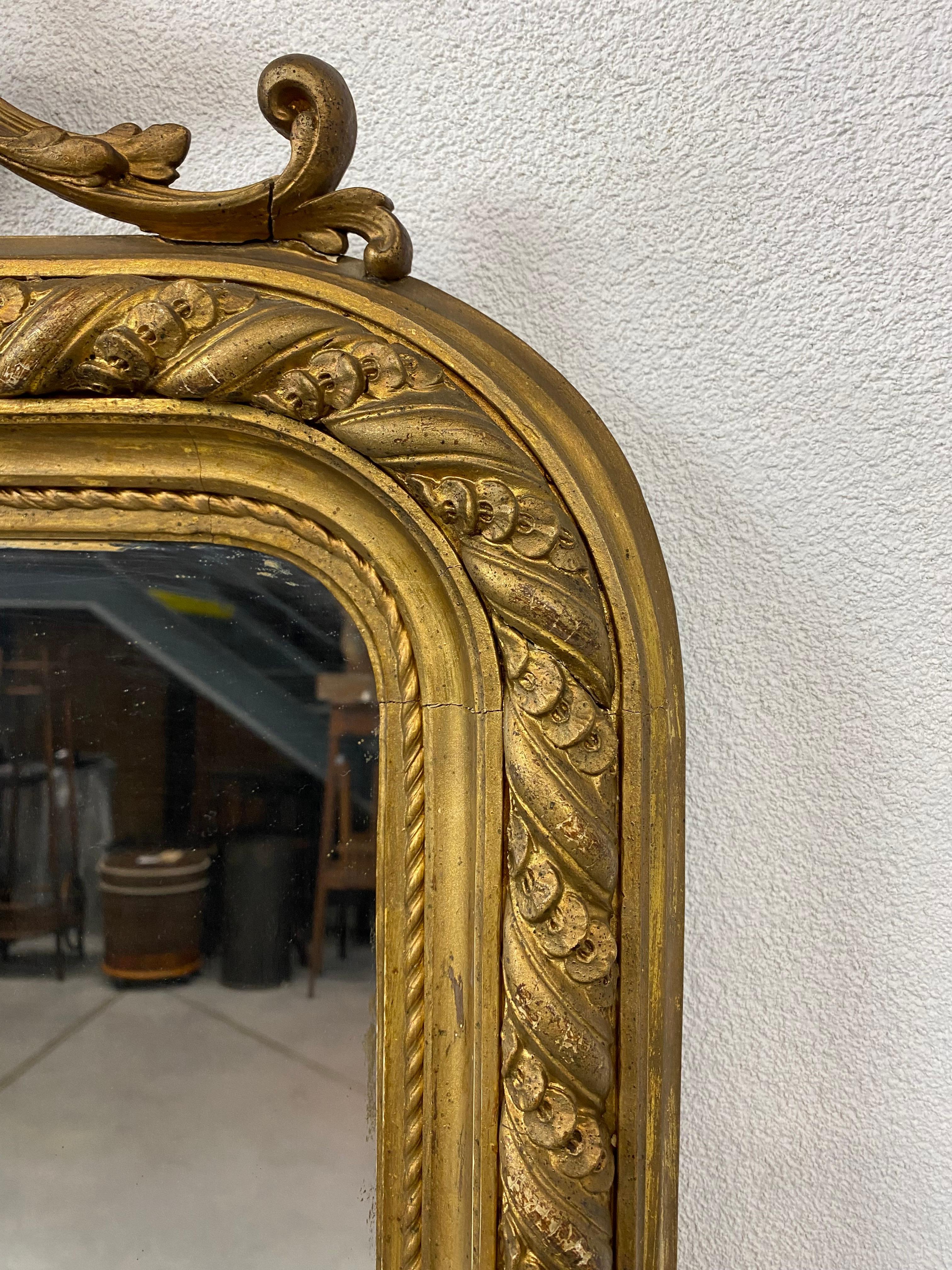 Large Rococo Style Wall Mirror, circa 1850 For Sale 3