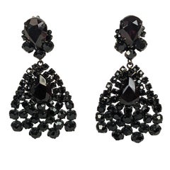 Large Roger Jean Pierre for Givenchy Jet Chandelier Earrings Large Roger Jean Pierre for Givenchy Jet Chandelier Earrings