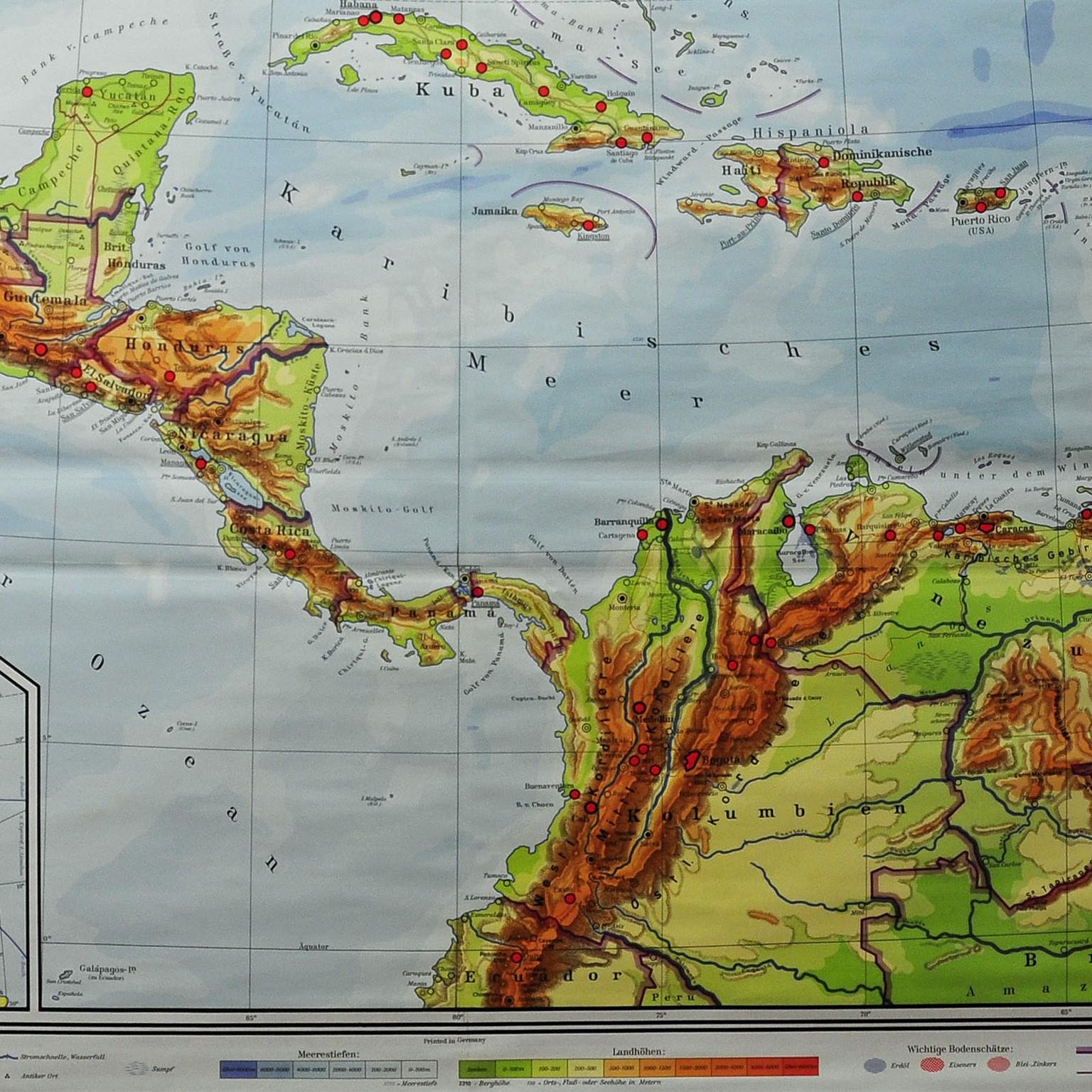 map of south america and central america