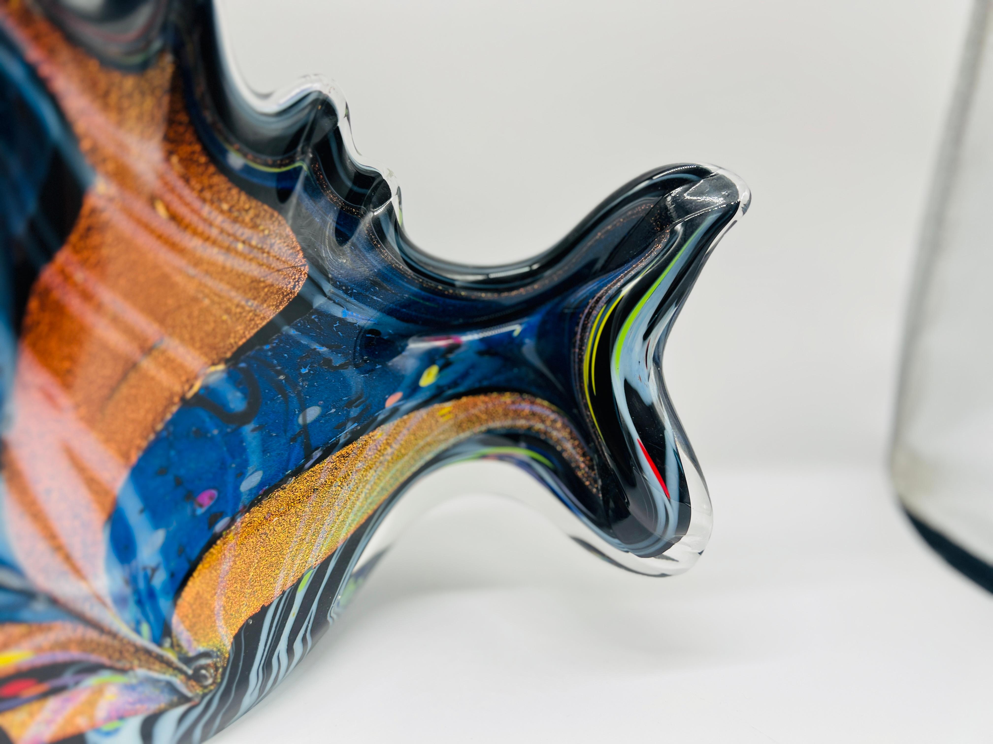 American Large Rollin Karg 2009 Dichro Fish Art Glass Sculpture