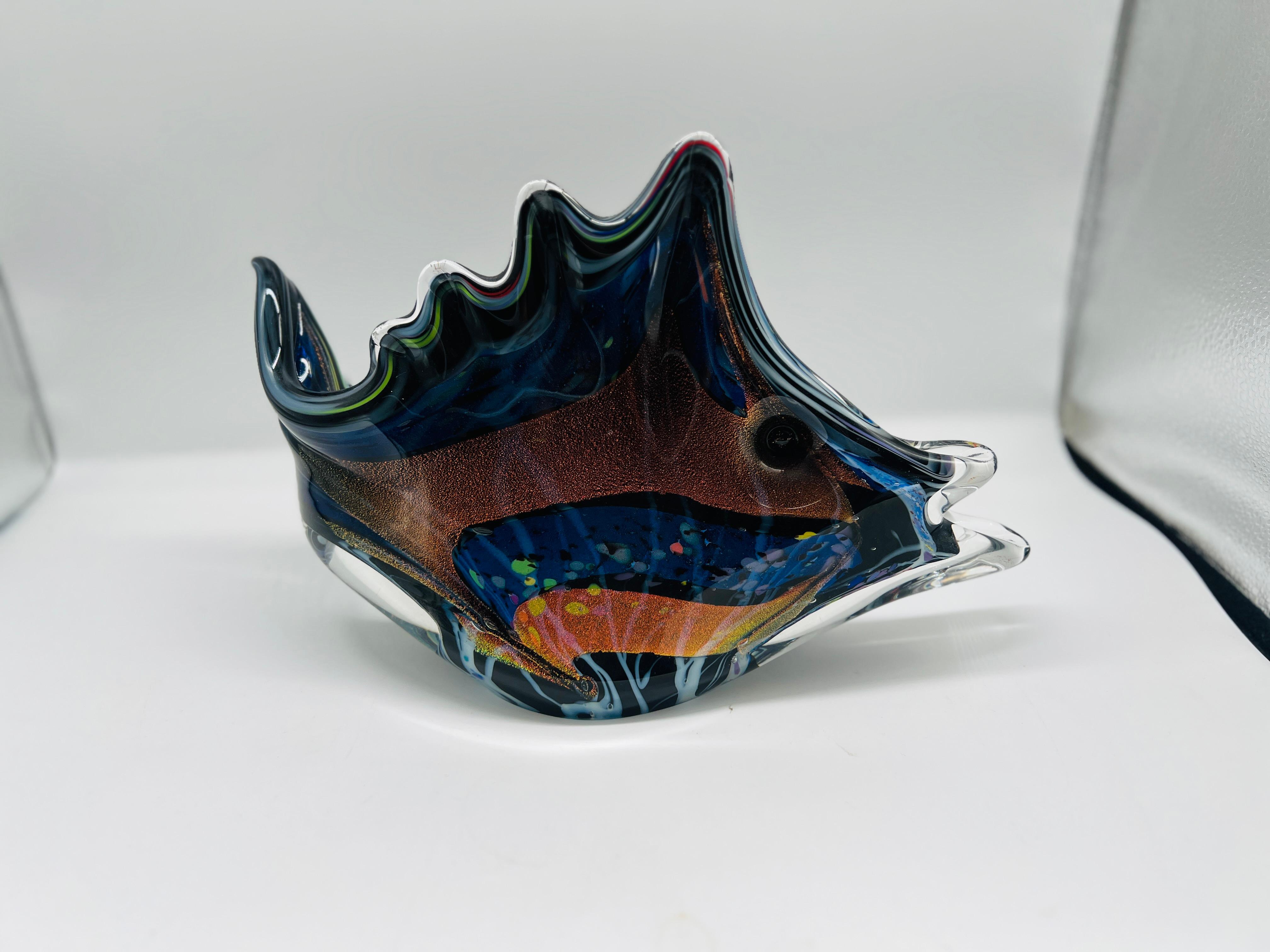 Large Rollin Karg 2009 Dichro Fish Art Glass Sculpture In Good Condition In Atlanta, GA