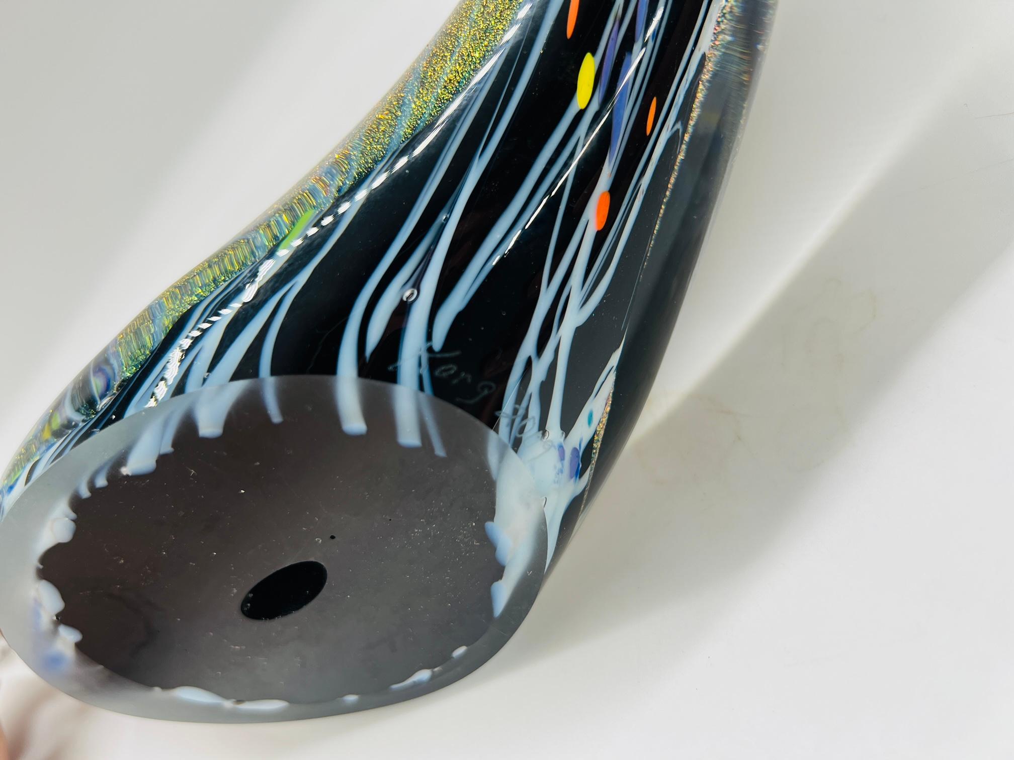 Large Rollin Karg 2009 Dichro Fish Art Glass Sculpture 1