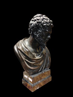 Large Roman Bronze Emperor Bust from the 19th Century