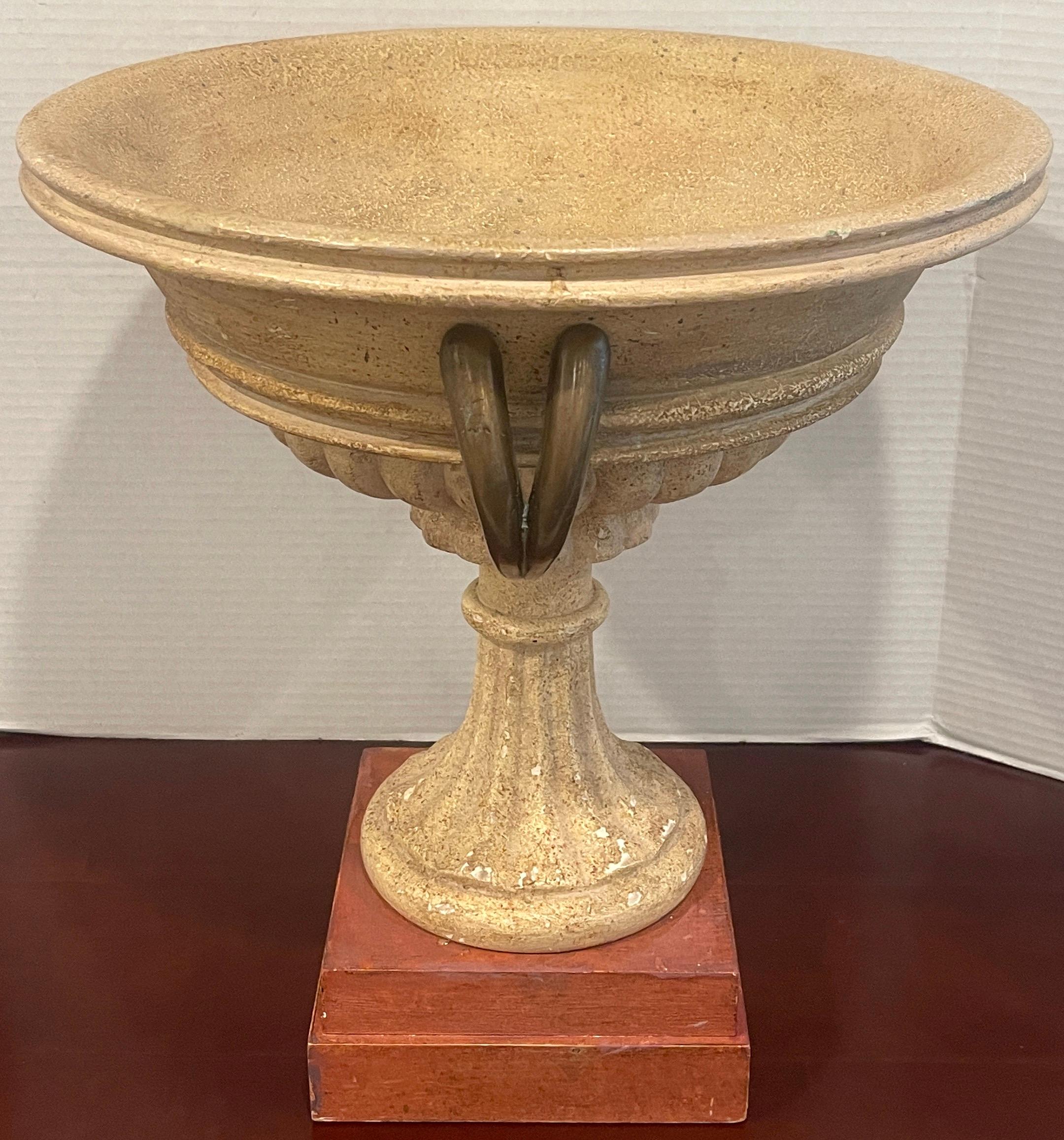 Large Roman Grand Tour Style Carved, Polychromed Wood & Bronze Mounted Tazza For Sale 5