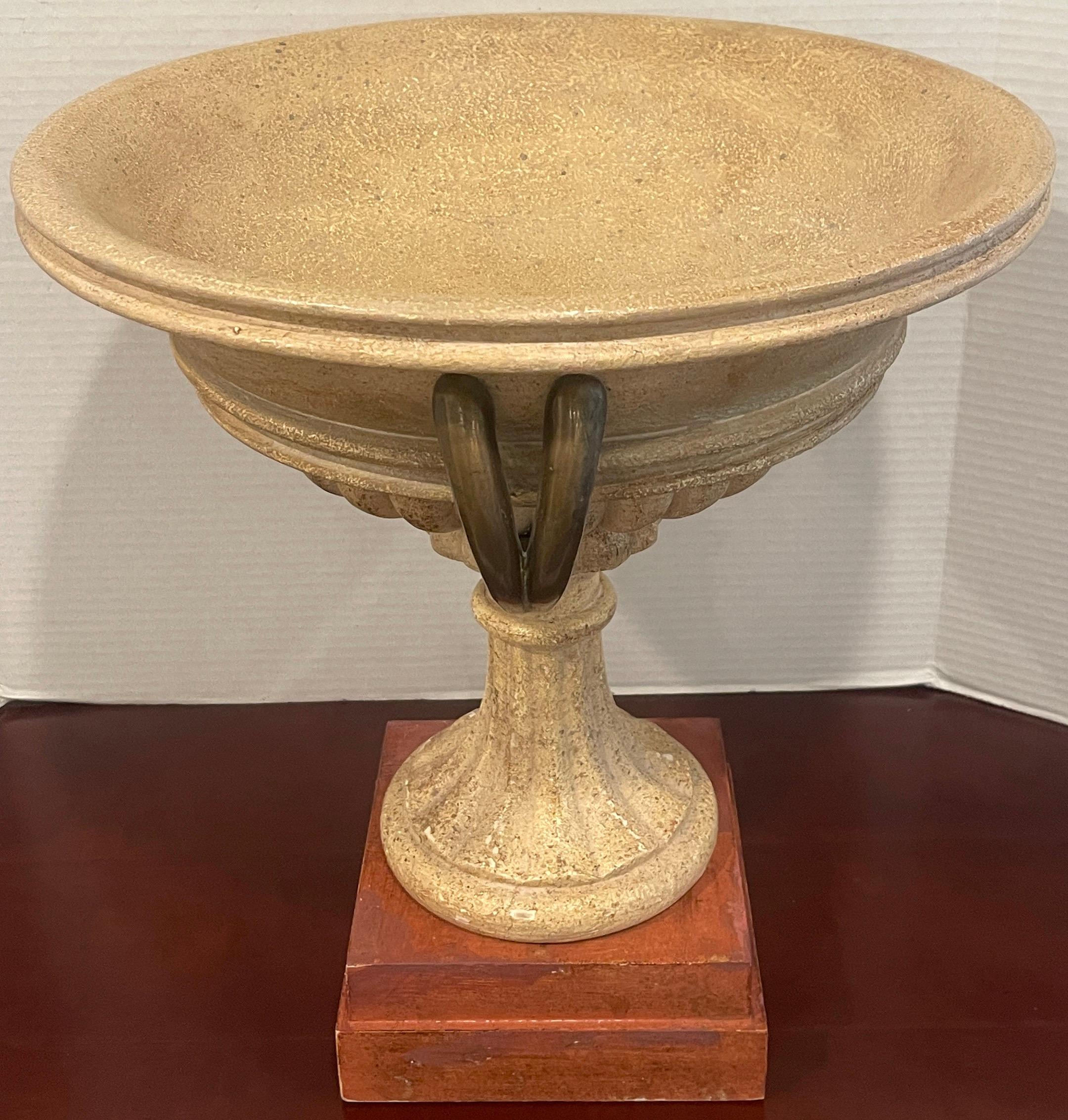 Large Roman Grand Tour Style Carved, Polychromed Wood & Bronze Mounted Tazza For Sale 2