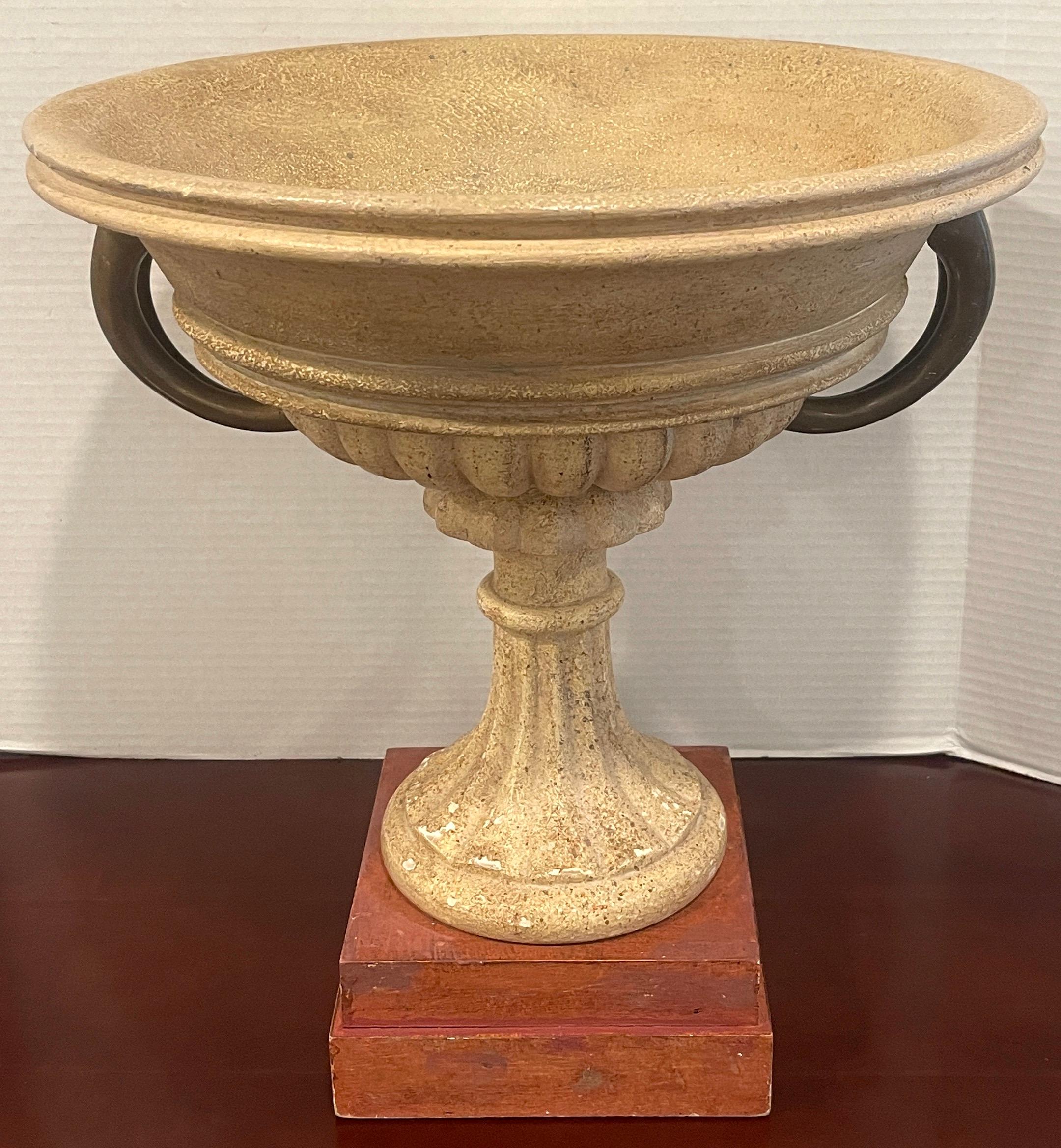 Large Roman Grand Tour Style Carved, Polychromed Wood & Bronze Mounted Tazza For Sale 3