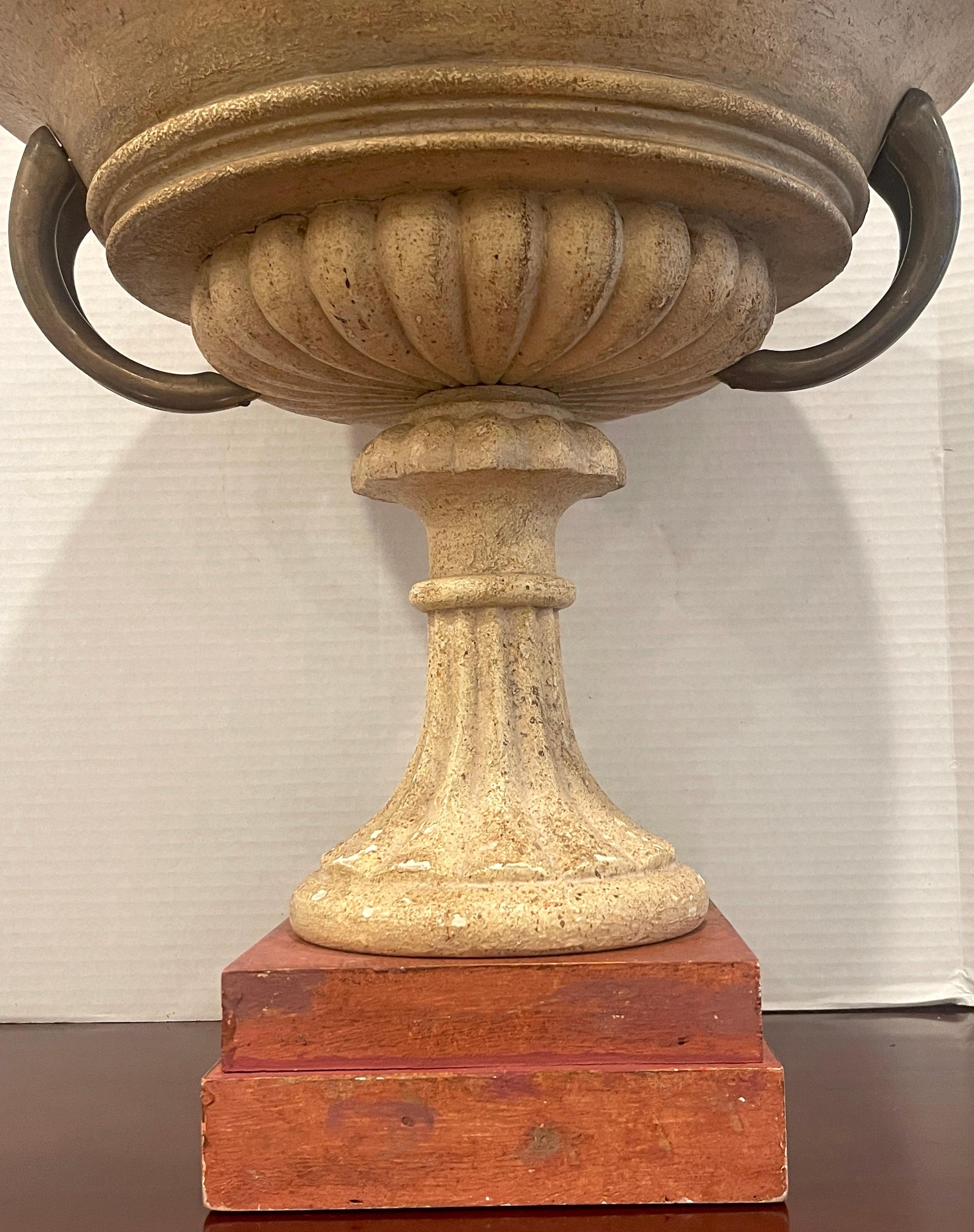 Large Roman Grand Tour Style Carved, Polychromed Wood & Bronze Mounted Tazza For Sale 4
