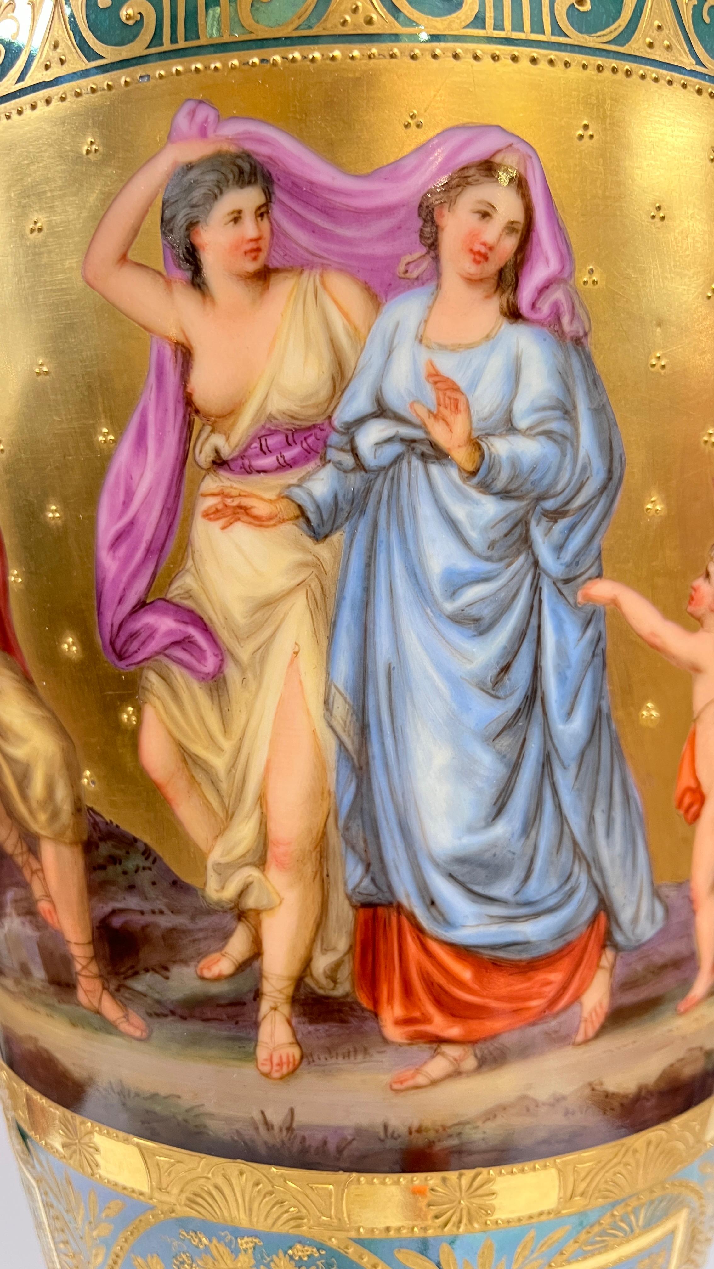 Large Roman Neoclassical Royal Vienna Porcelain Vase For Sale 5