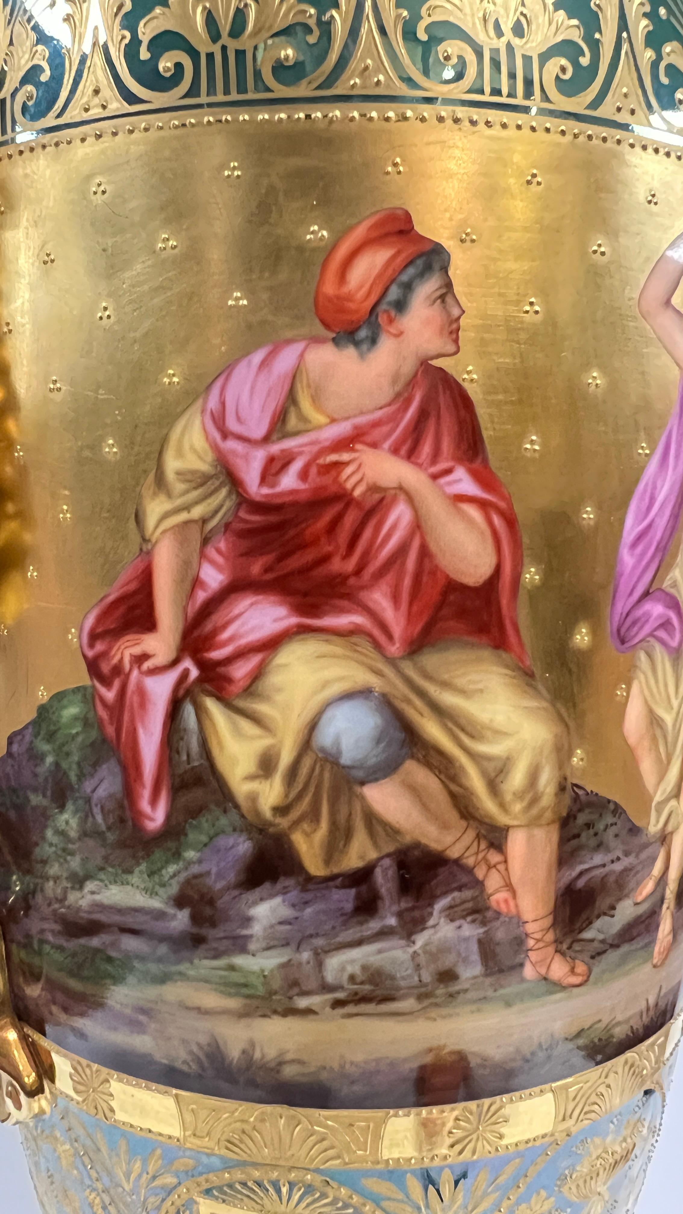 Large Roman Neoclassical Royal Vienna Porcelain Vase For Sale 6