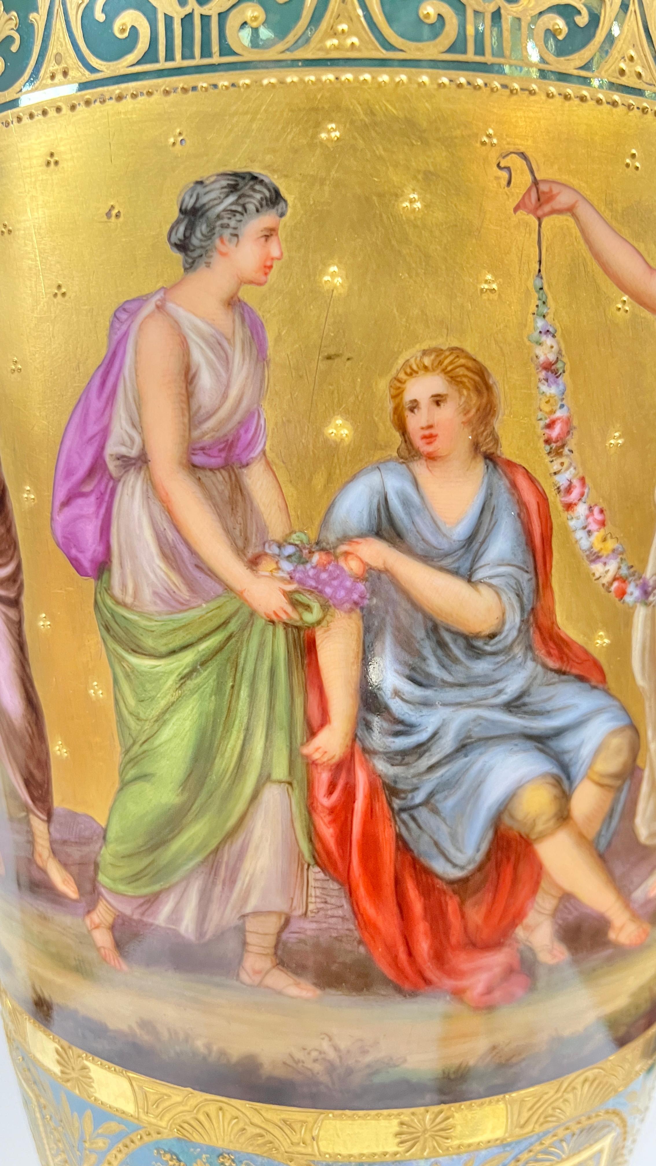 Large Roman Neoclassical Royal Vienna Porcelain Vase For Sale 8