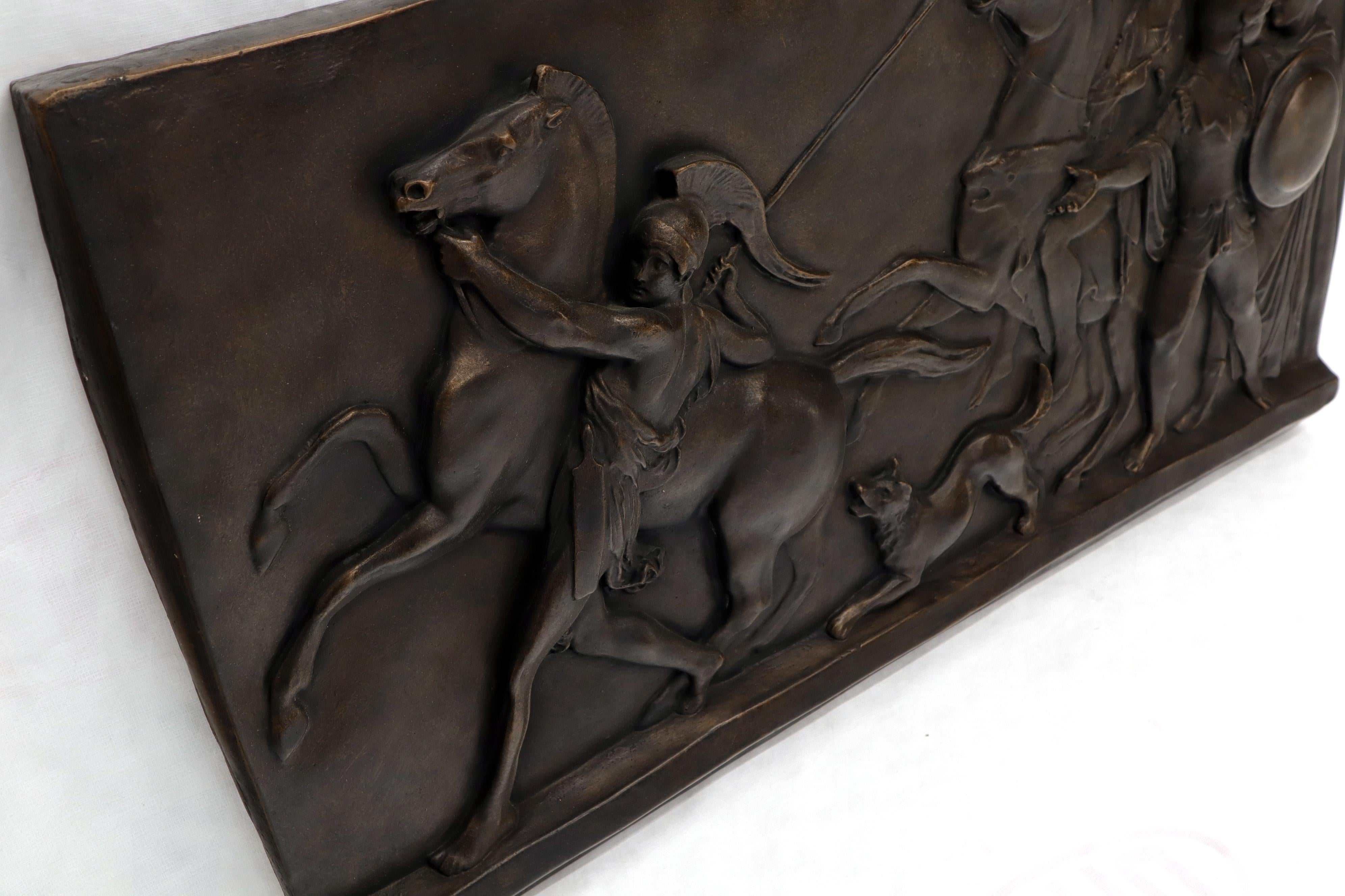 20th Century Large Roman or Greek Battle Scene Heavy Fiberglass Plaque Bronze Patina  For Sale