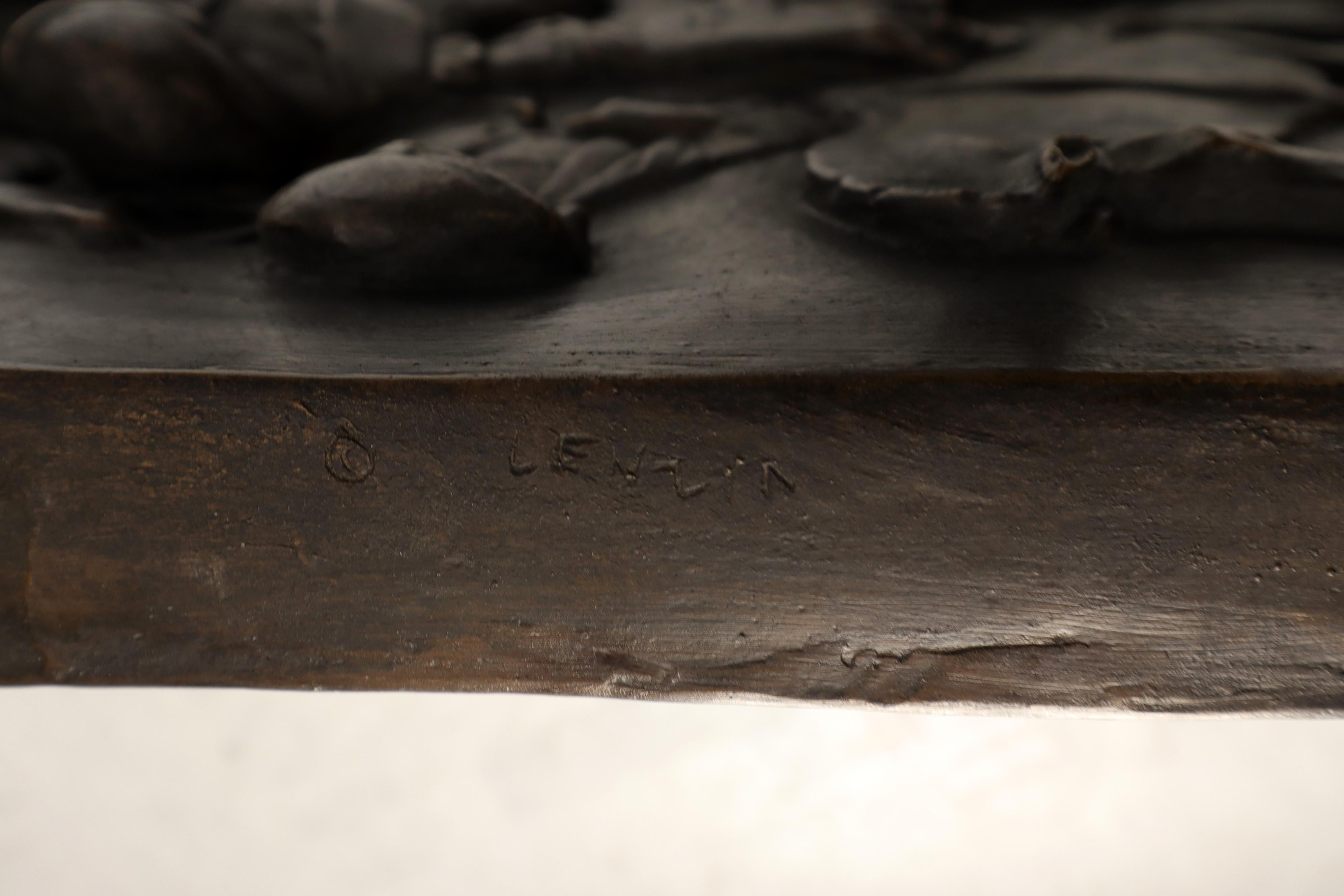 Große große römische oder griechische Schlachtszene schwere Glasfaser Plakette Bronze Patina im Angebot 2