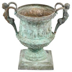 Large Roman Style Figural Bronze Jardinière / Planter