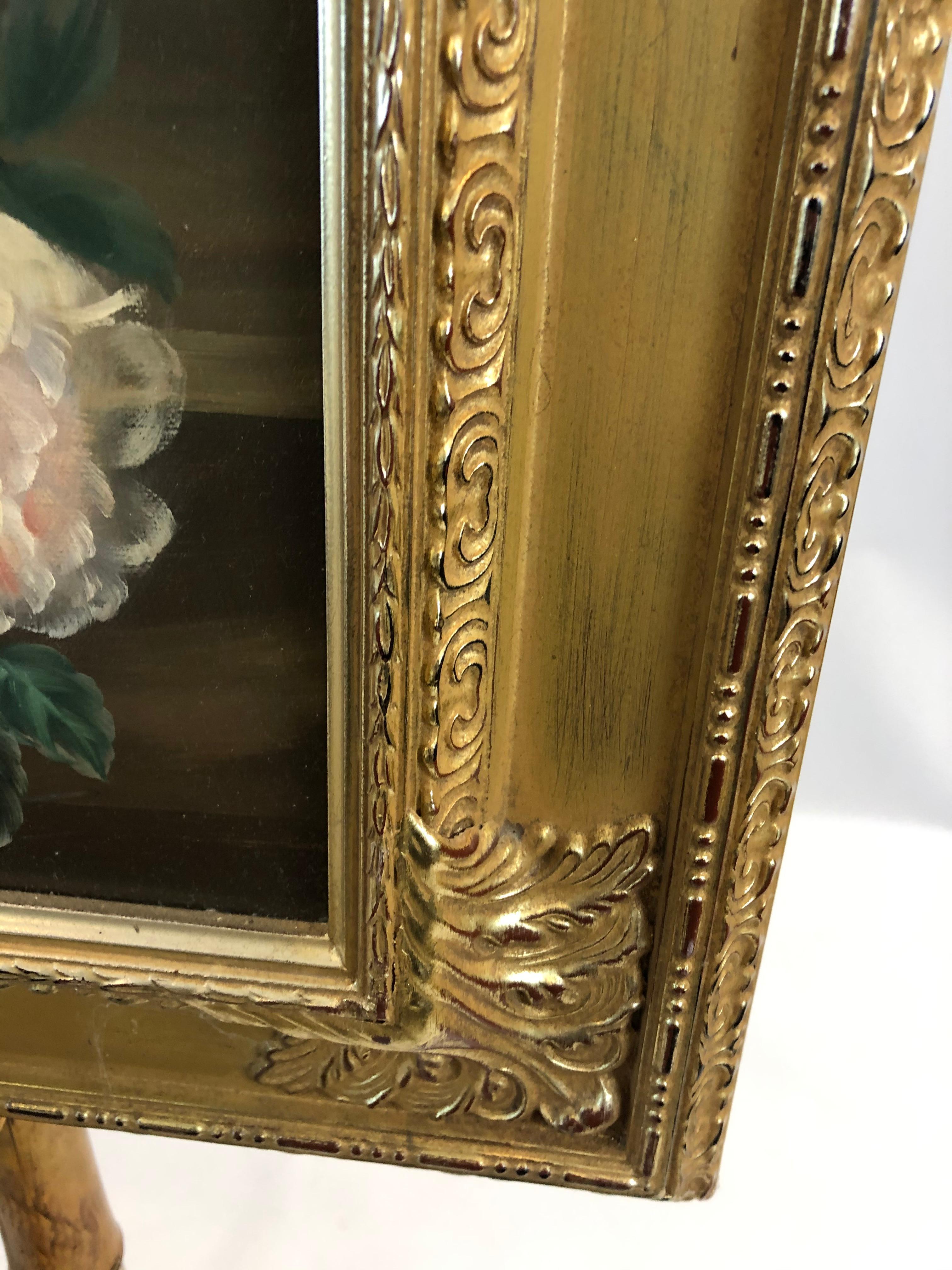 Large Romantic Floral Still Life in Magnificent Gilded Frame In Good Condition In Hopewell, NJ