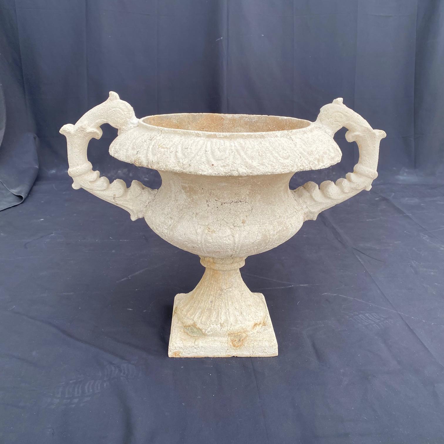 Large Romantic Neoclassical Style Stone Resin Garden Urn  For Sale 6