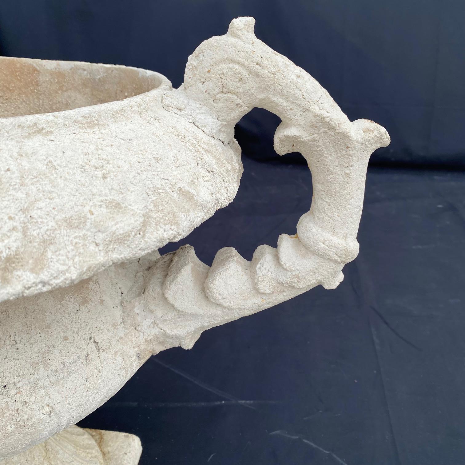 American Large Romantic Neoclassical Style Stone Resin Garden Urn  For Sale