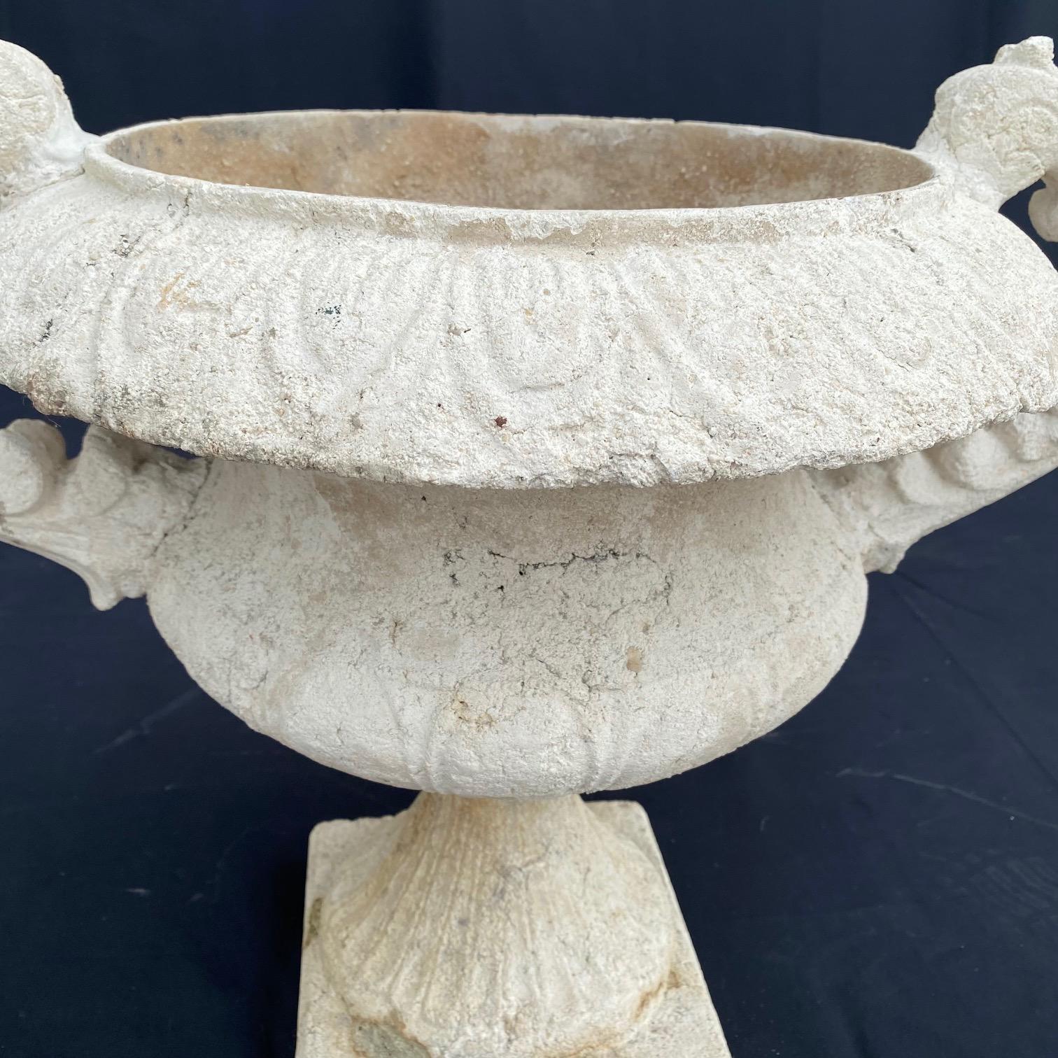 Large Romantic Neoclassical Style Stone Resin Garden Urn  For Sale 1