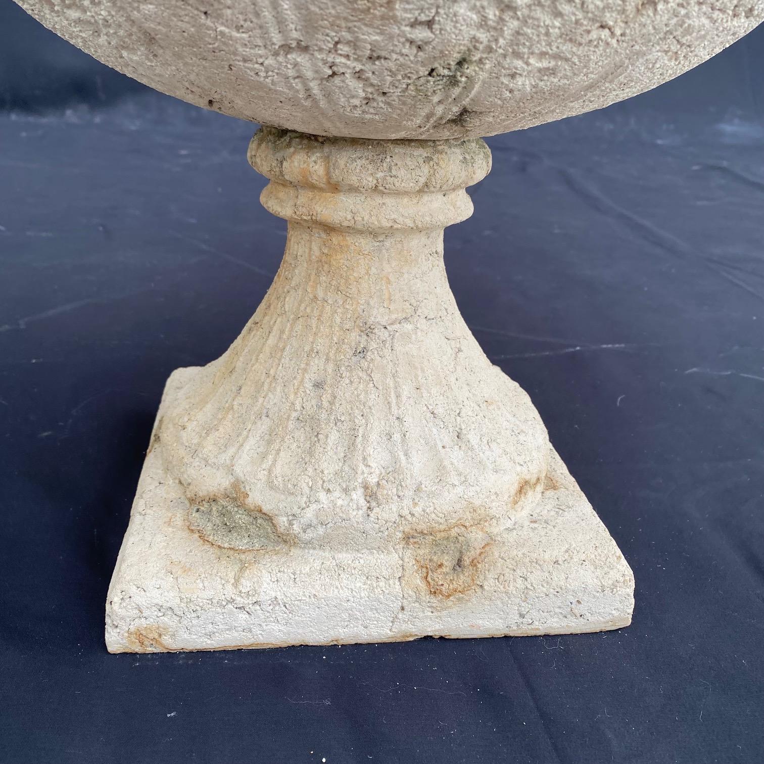 Large Romantic Neoclassical Style Stone Resin Garden Urn  For Sale 2