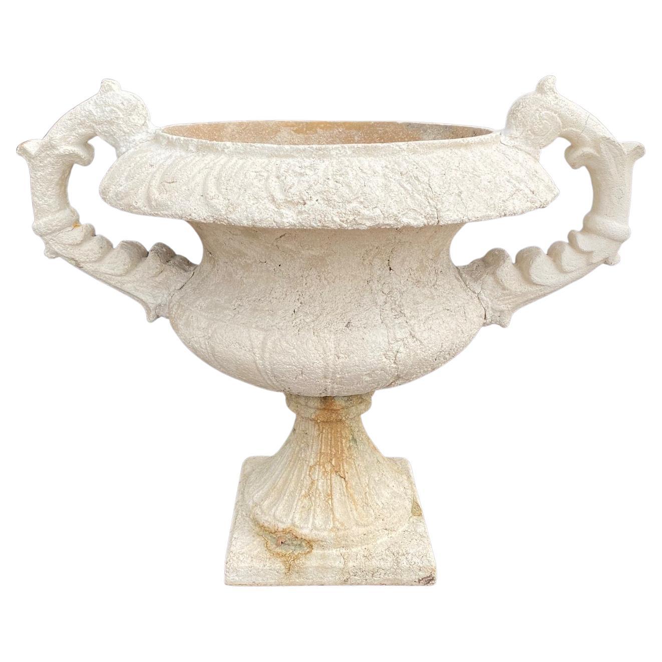 Large Romantic Neoclassical Style Stone Resin Garden Urn  For Sale