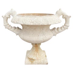 Antique Large Romantic Neoclassical Style Stone Resin Garden Urn 