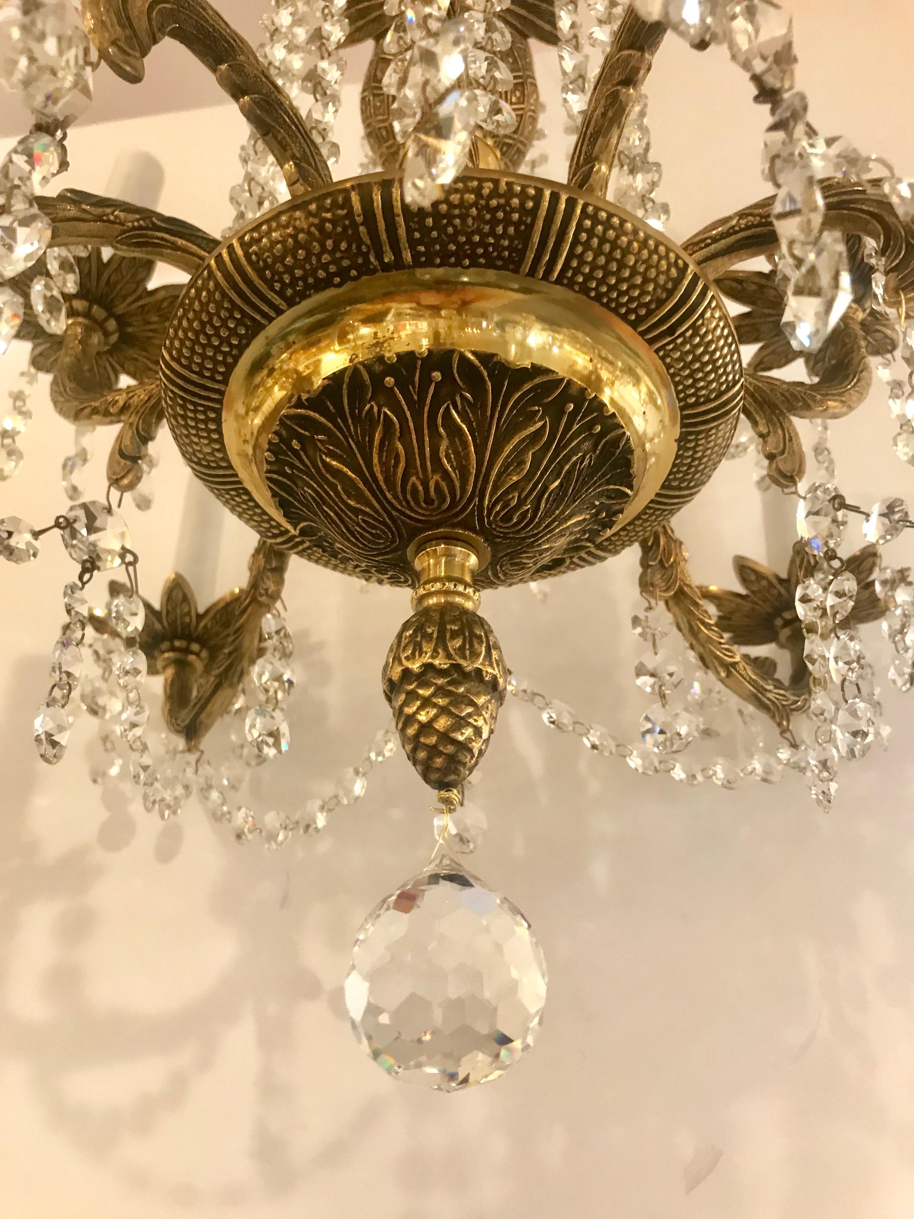 vintage brass and crystal chandelier