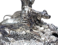 Large Romanticized Silvered Metal Six-Light Candelabra