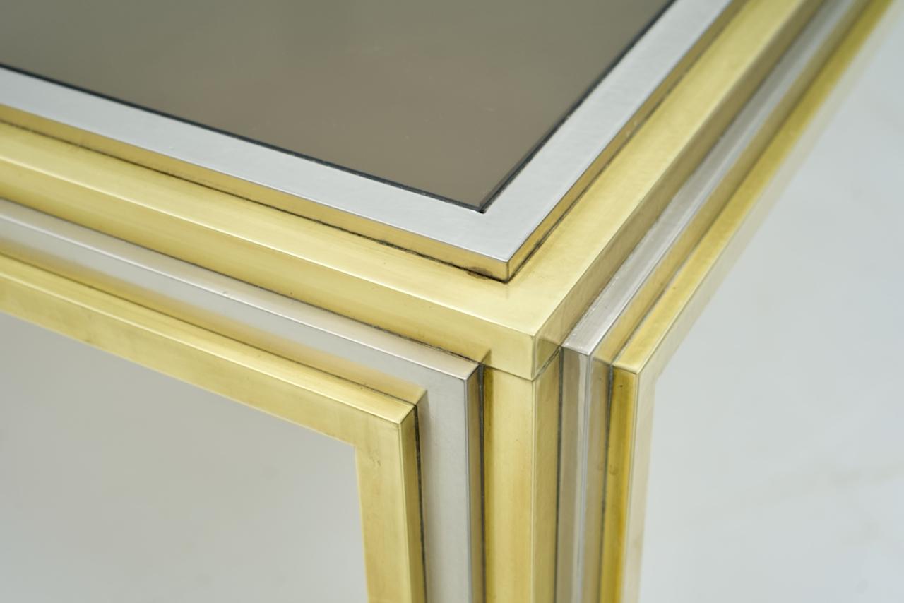 Large Romeo Rega Bi Color Coffee Table Brass Chrome and Glass, 1970s In Good Condition For Sale In Frankfurt / Dreieich, DE