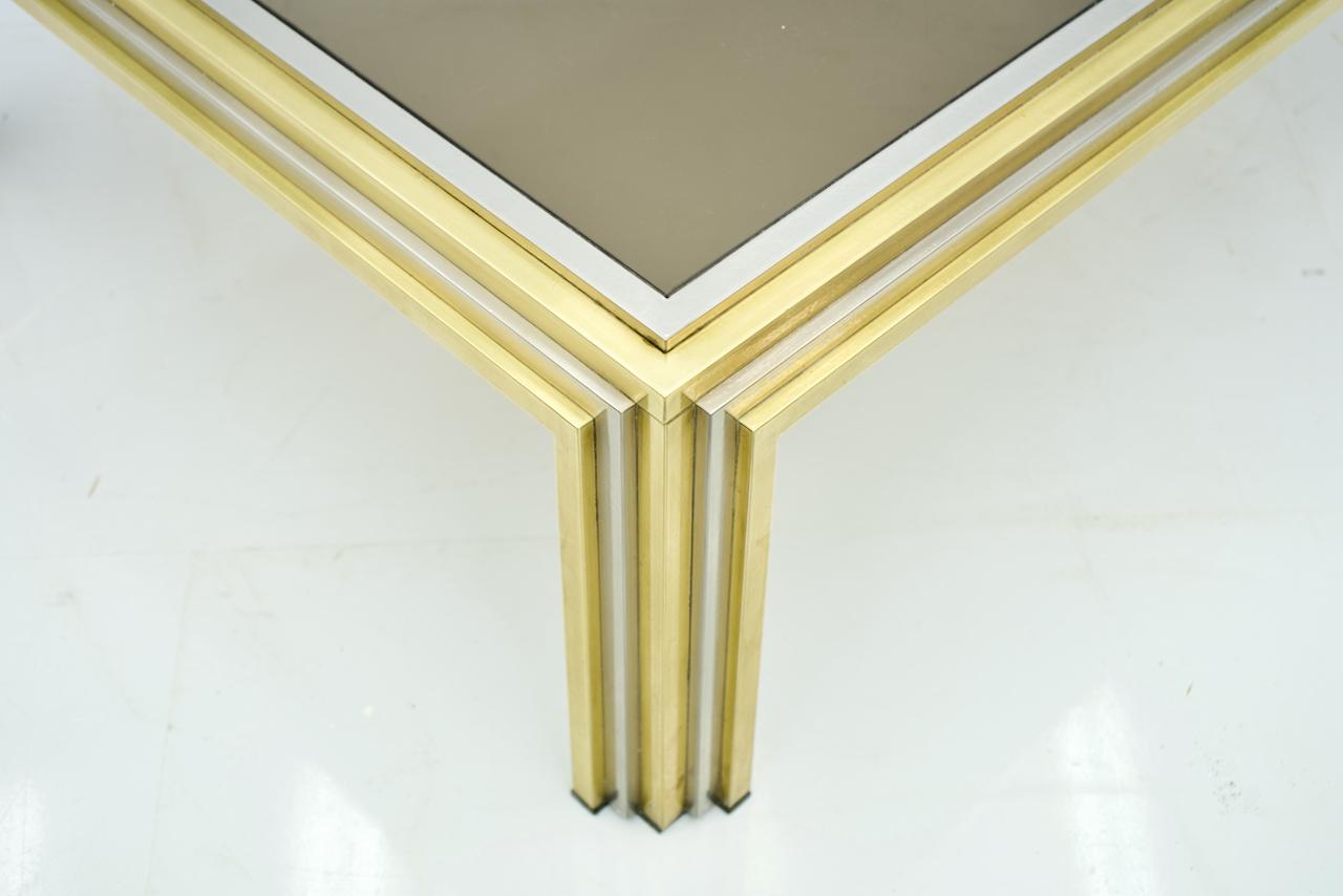 Late 20th Century Large Romeo Rega Bi Color Coffee Table Brass Chrome and Glass, 1970s For Sale