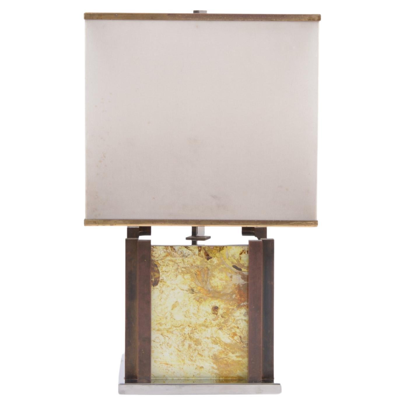 Large Romeo Rega Hollywood Regency Style Table Lamp in Brass and Chrome