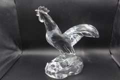 Large Rooster In Baccarat Art Deco Crystal, Model By Georges Chevalier