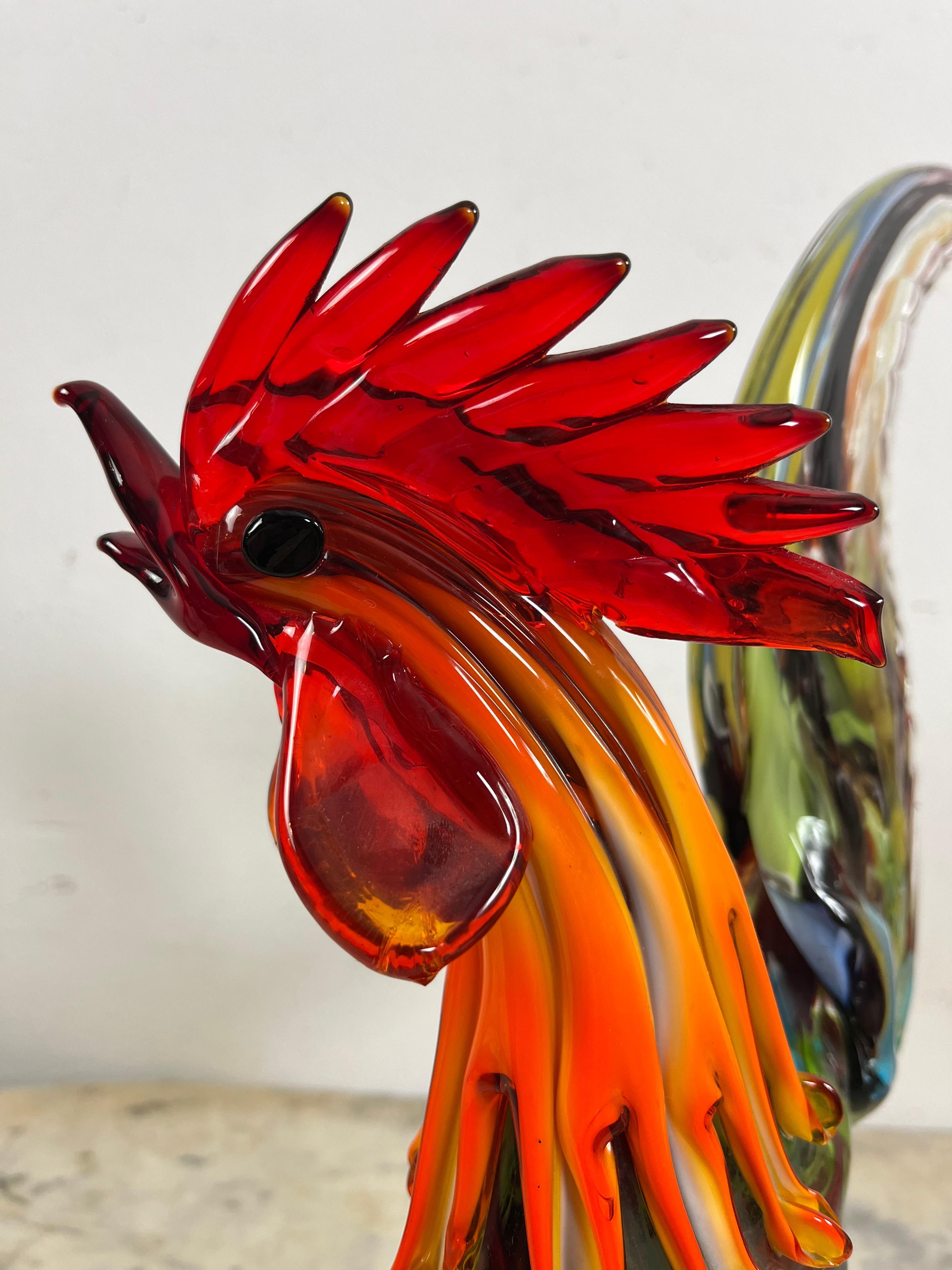 Mid-20th Century Large Rooster Mid-Century Multicolor Murano Glass, 1960s For Sale