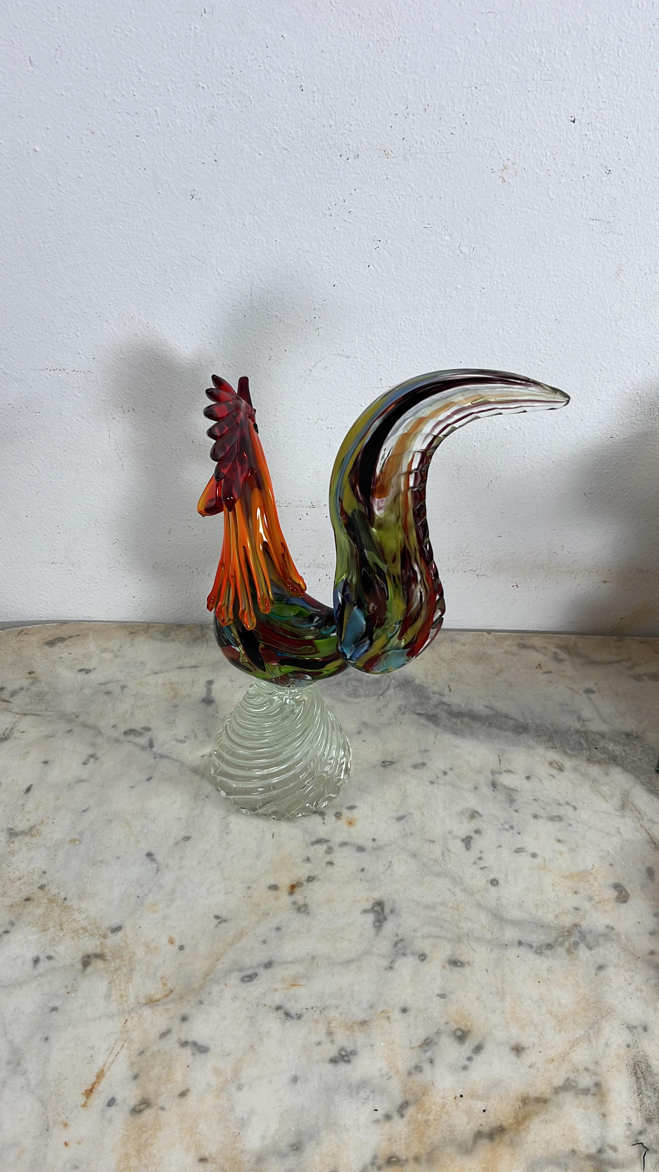Large Rooster Mid-Century Multicolor Murano Glass, 1960s For Sale 2