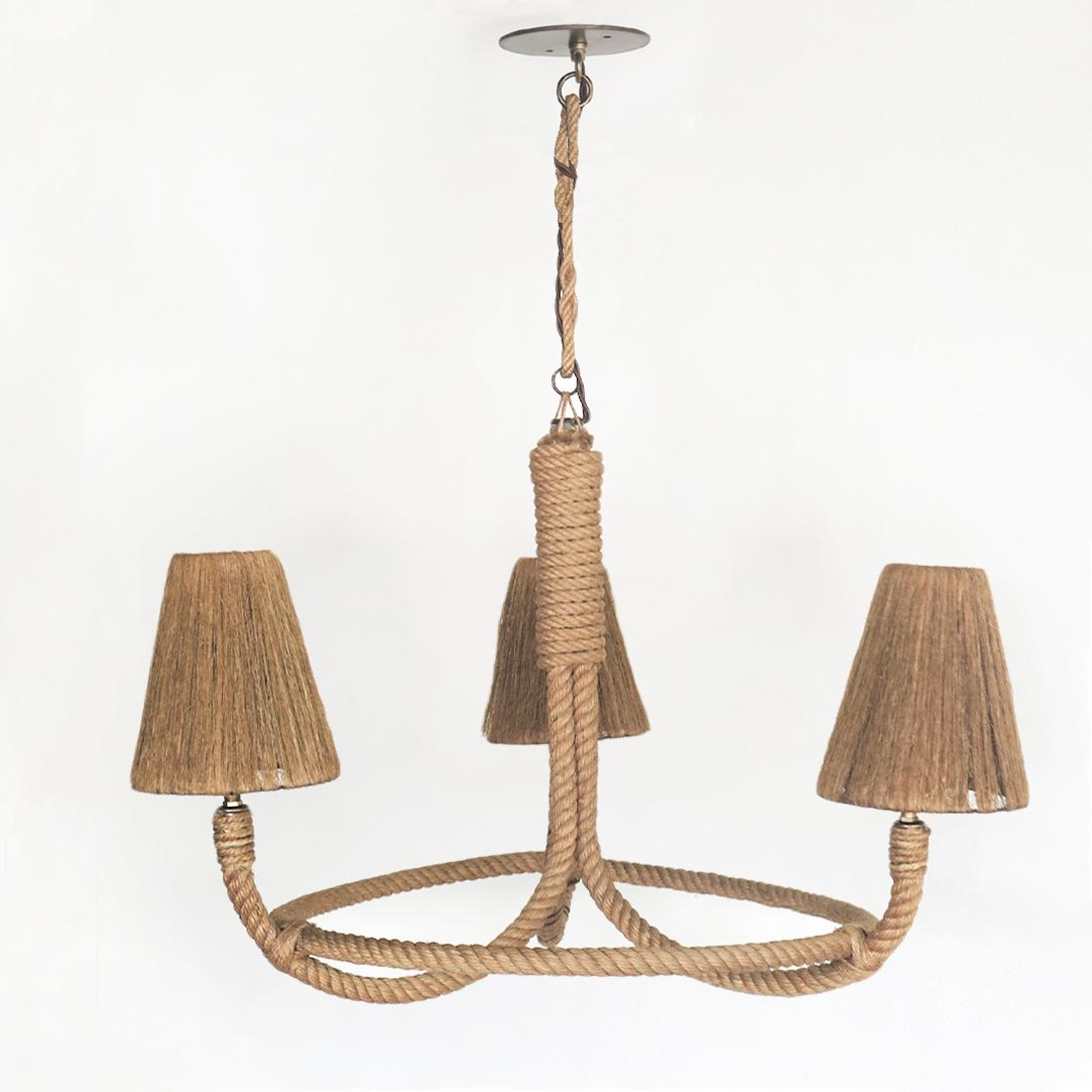 Mid-Century Modern Large Rope Chandelier by Audoux-Minet