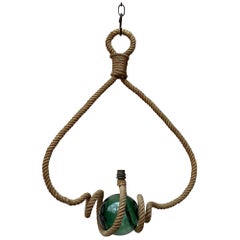 Large Rope Chandelier Heart Shape Audoux Minet, circa 1960 Large Rope Chandelier Heart Shape Audoux Minet, circa 1960