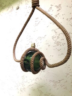 Mid-Century  Large Rope Chandelier with Glass Adrien Audoux & Frida Minet