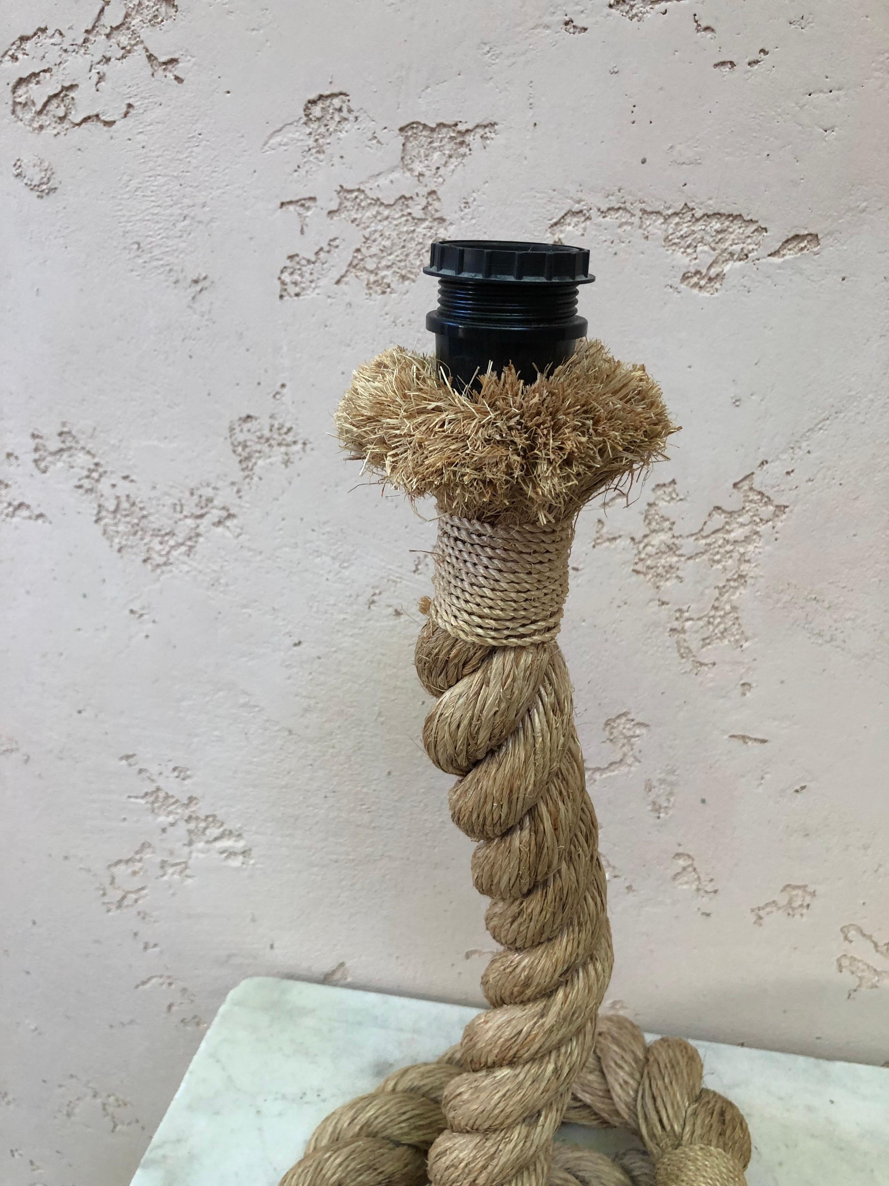Mid-Century Large Rope Lamp Adrien Audoux & Frida Minet In Good Condition In Austin, TX