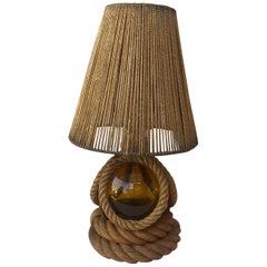 Large Rope Lamp Audoux Minet, circa 1960