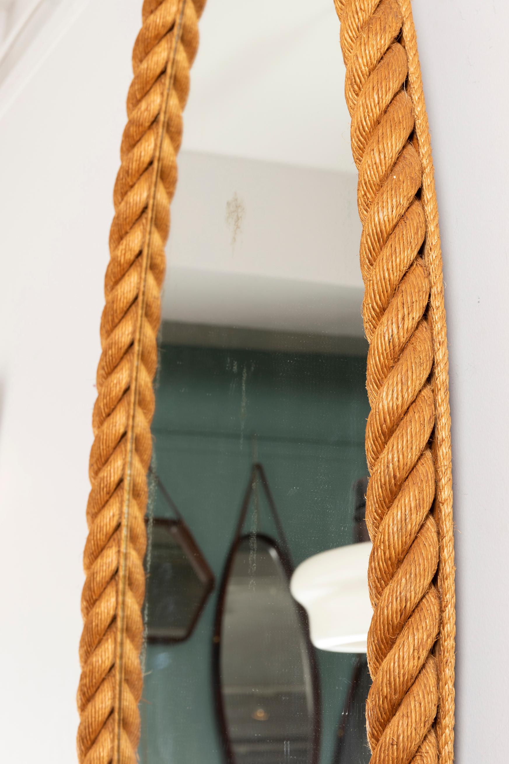 Mid-Century Modern Large Rope Mirror by Audoux and Minet