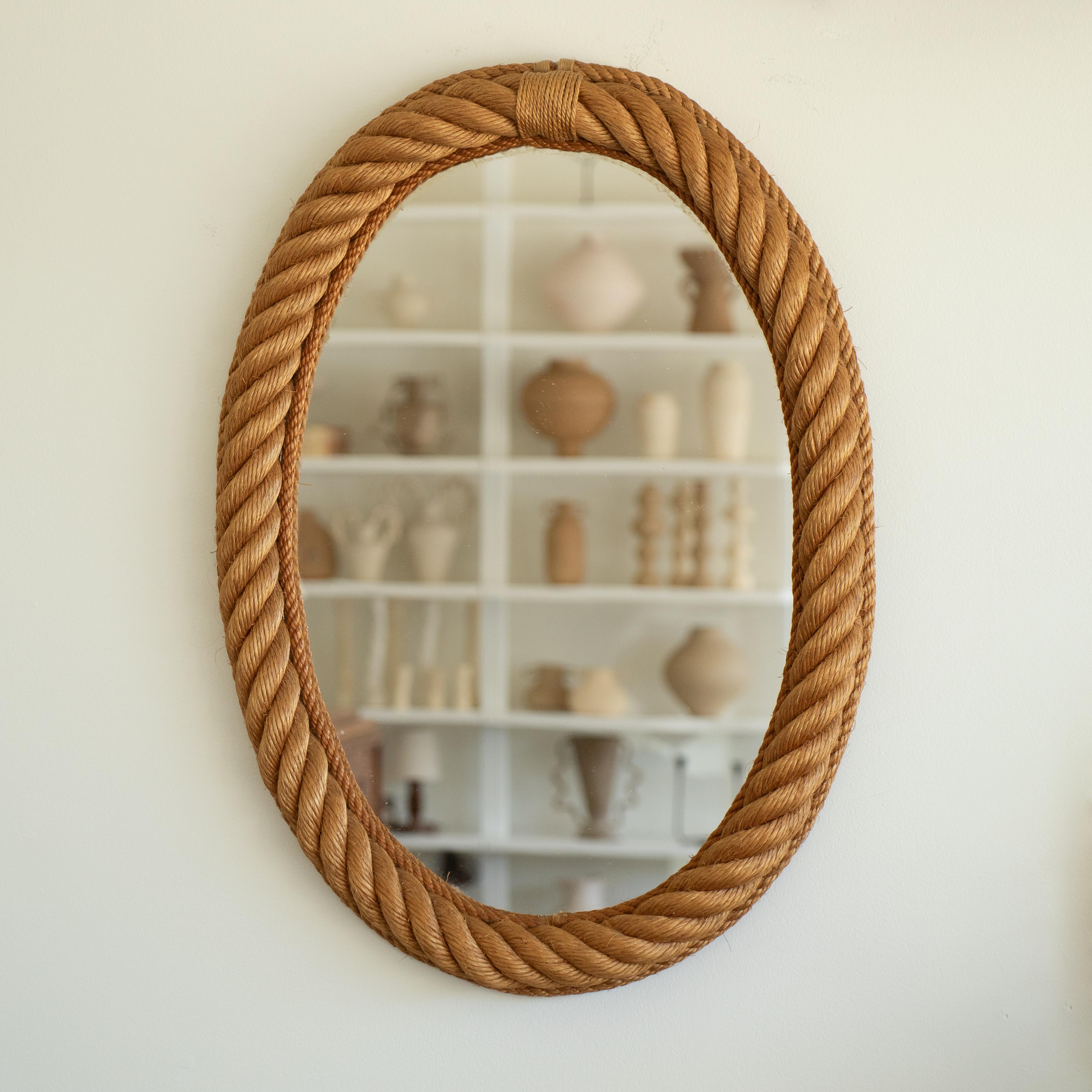Large Rope Oval Mirror by Audoux-Minet 4