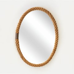 Large Rope Oval Mirror by Audoux-Minet