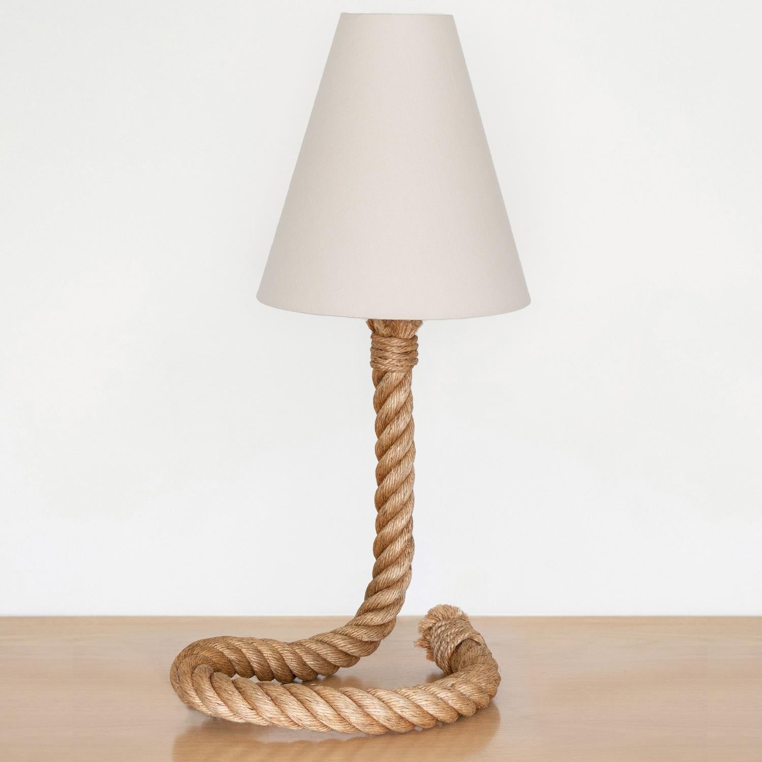 French Large Rope Table Lamp by Audoux-Minet