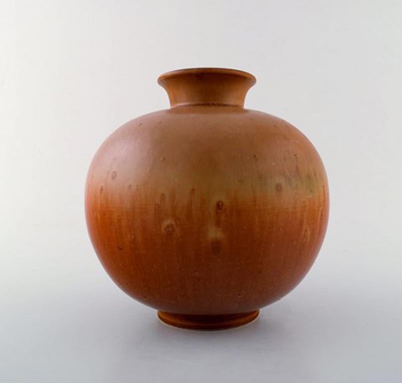 Scandinavian Modern Large Rörstrand / Rorstrand Stoneware Vase in Rare Shape by Gunnar Nylund