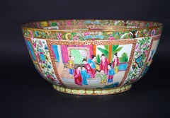 Massive Rose Canton Porzellan Punschschale, Edmé Samson et Cie, Paris