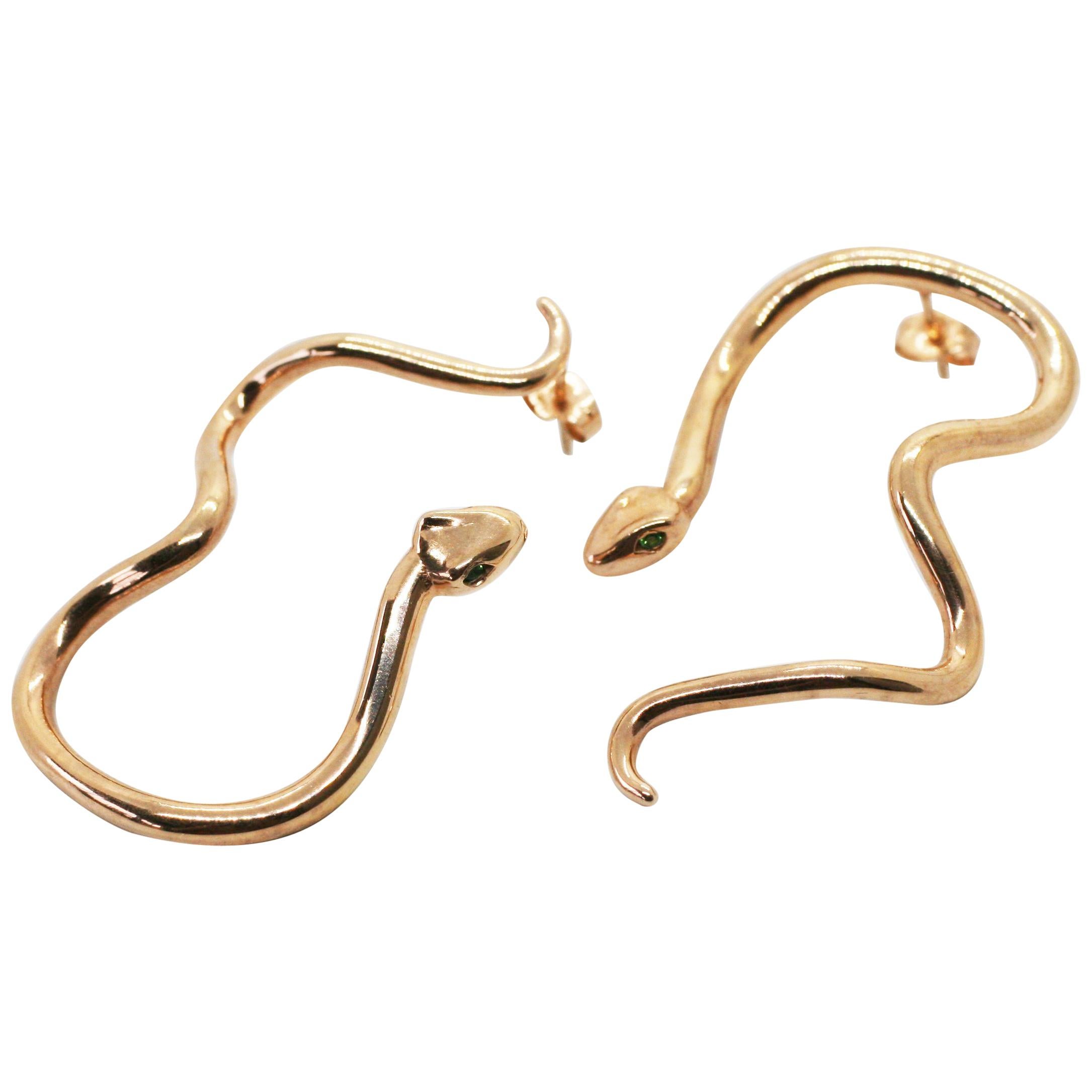 Large Rose Gold Plated Sterling Silver Signature Snake Hoops
