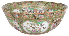 Large Rose Medallion Bowl, C19th 19" Dia.