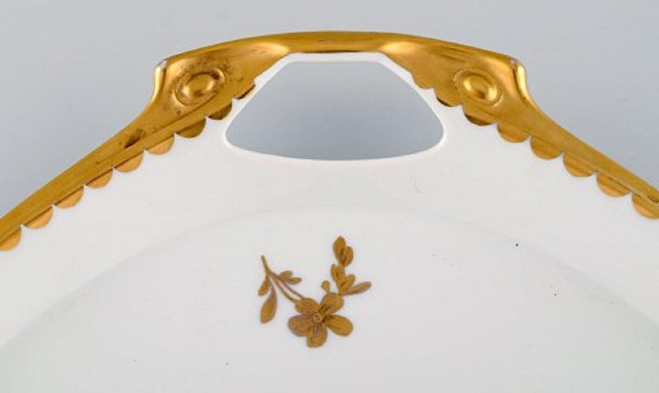 German Large Rosenthal Serving Tray in Gilded Hand Painted Porcelain, Mid-20th Century