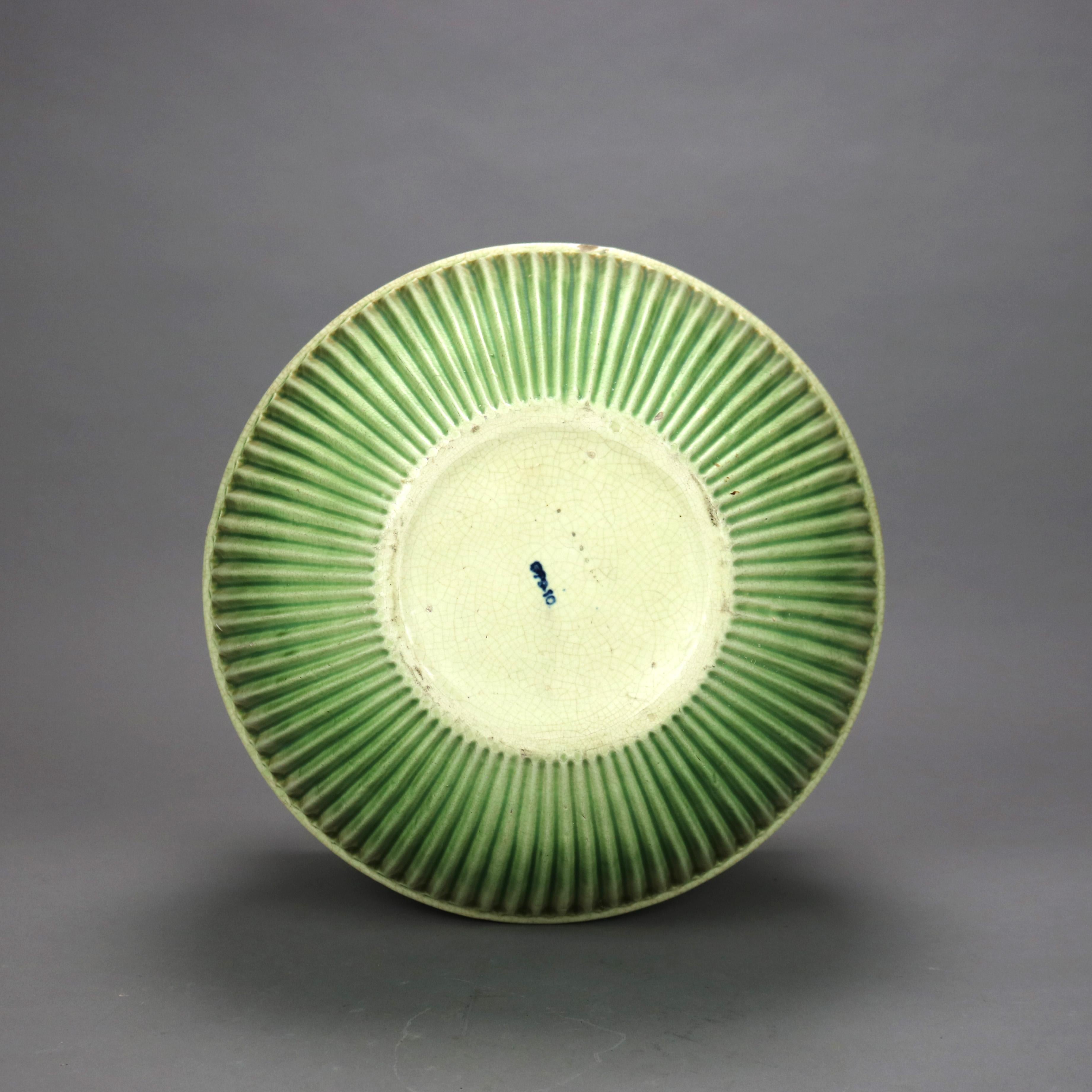 Large Roseville Art Pottery Green Planter in Donatello Pattern Mid 20thC 1