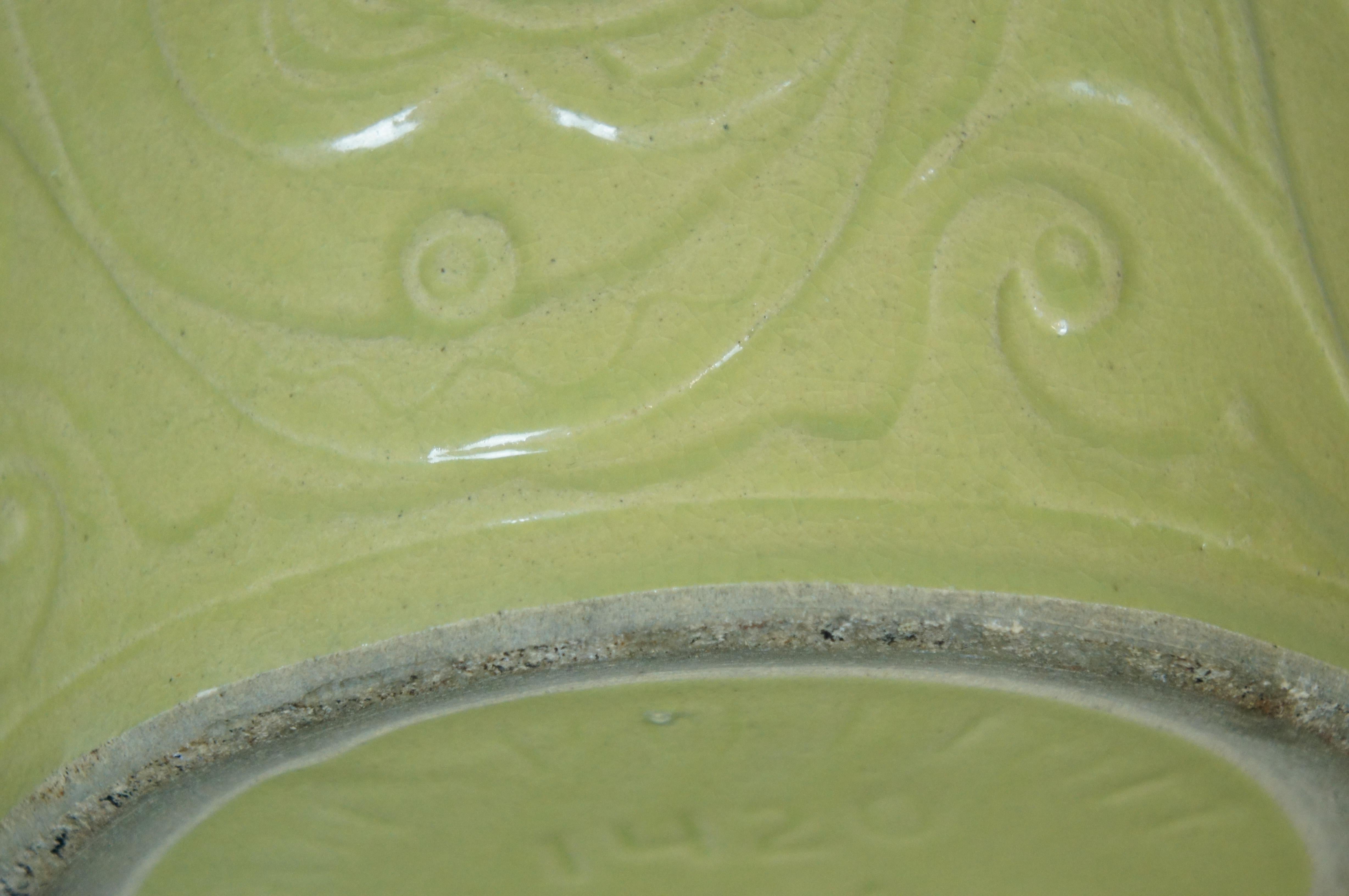 Ceramic Large Roseville Ransbottom 1420 Yellow Green Majolica Planter Jardiniere Pot 10