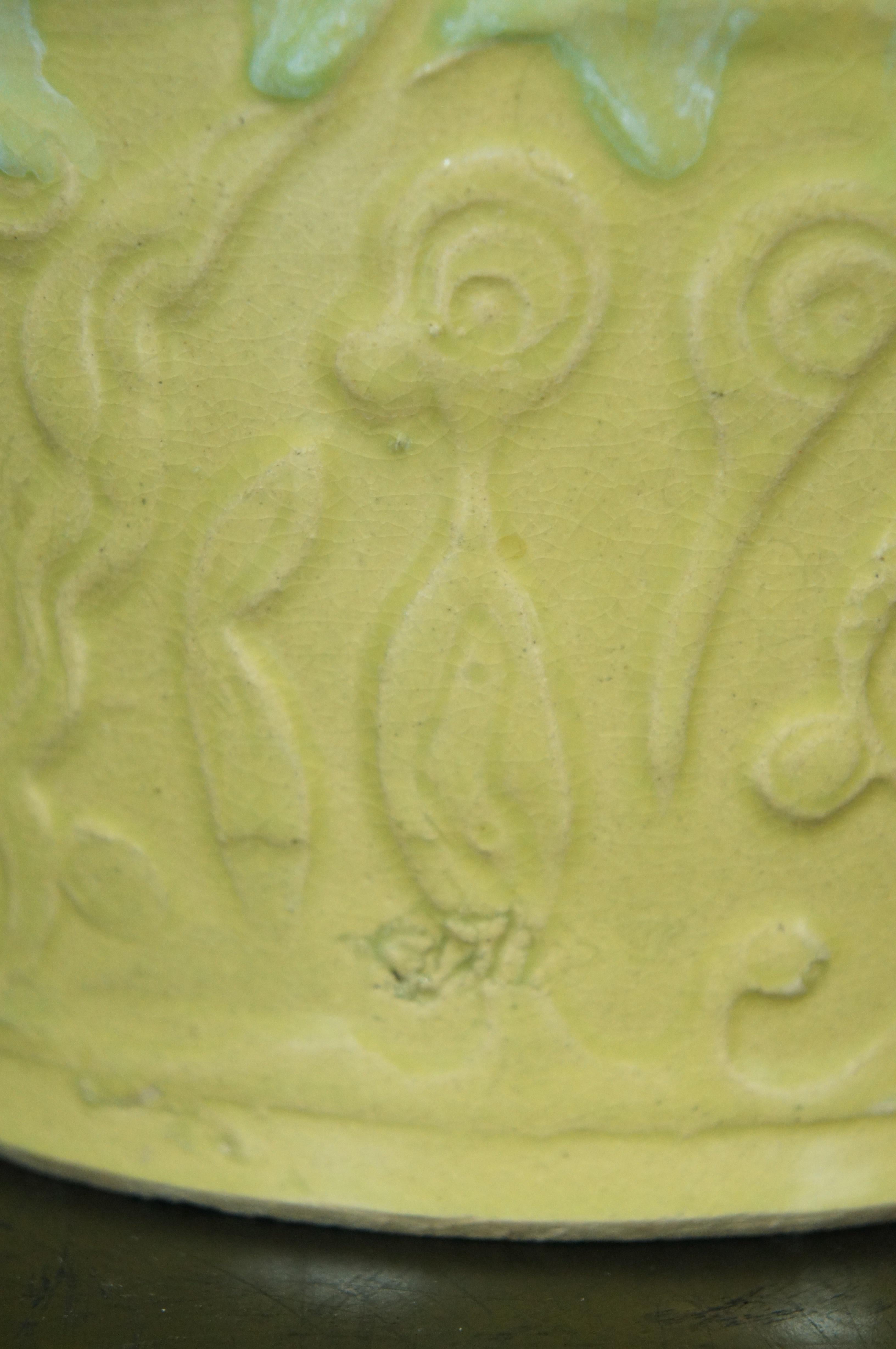 Large Roseville Ransbottom 1420 Yellow Green Majolica Planter Jardiniere Pot 10