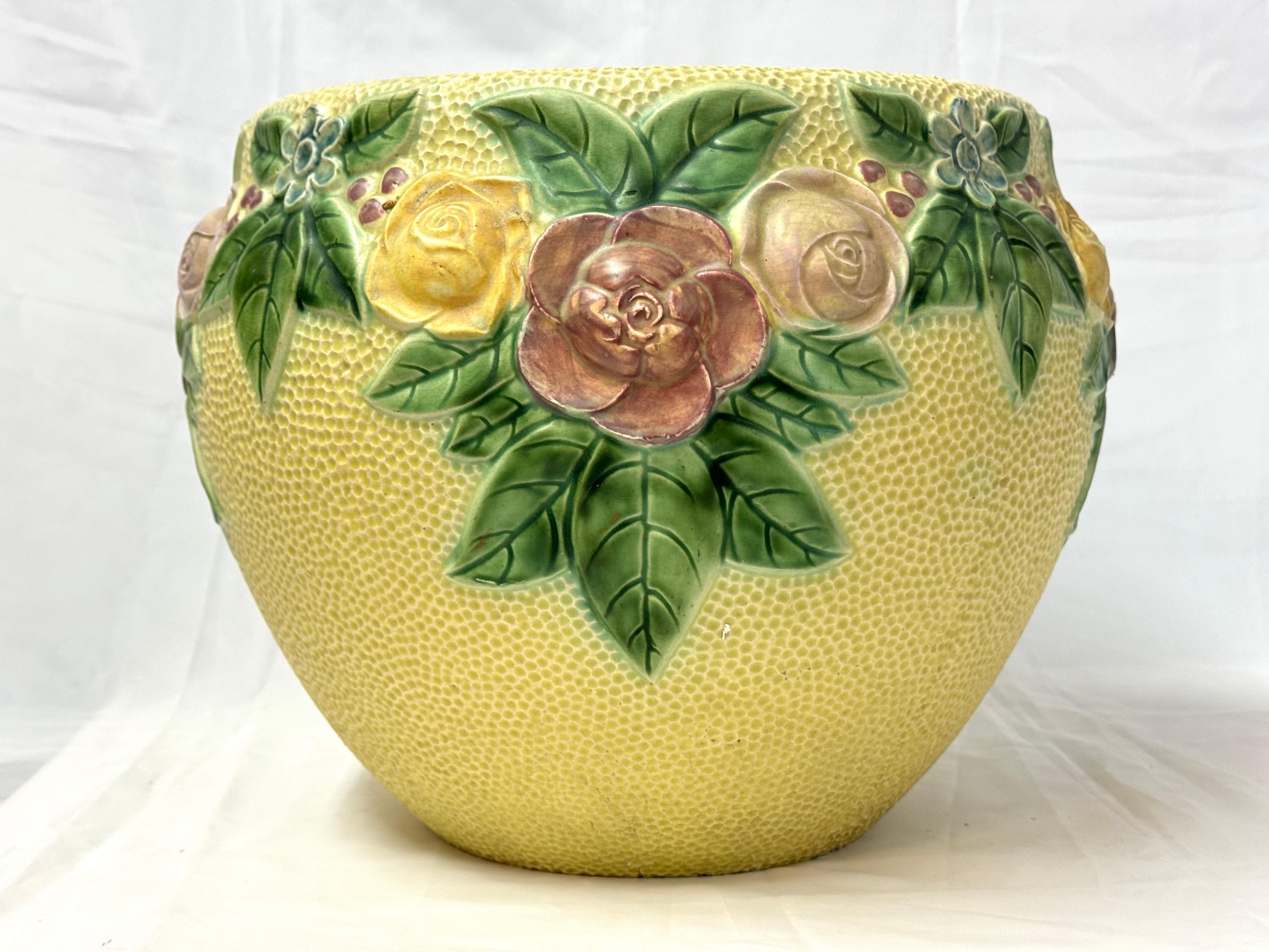 Early 20th Century Large Roseville Rozane Floral Ceramic Jardiniere For Sale